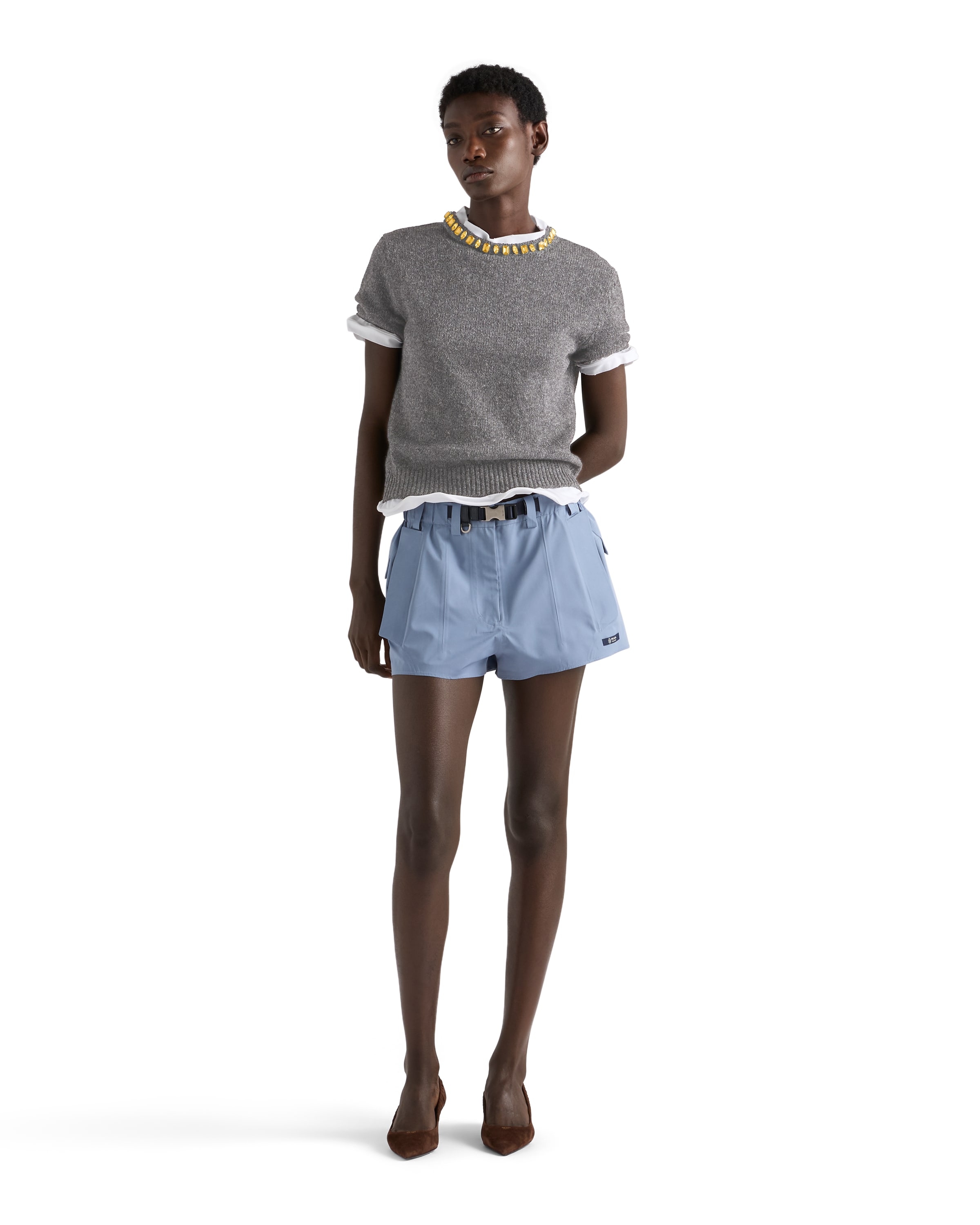 Prada Technical Canvas Shorts In Blue