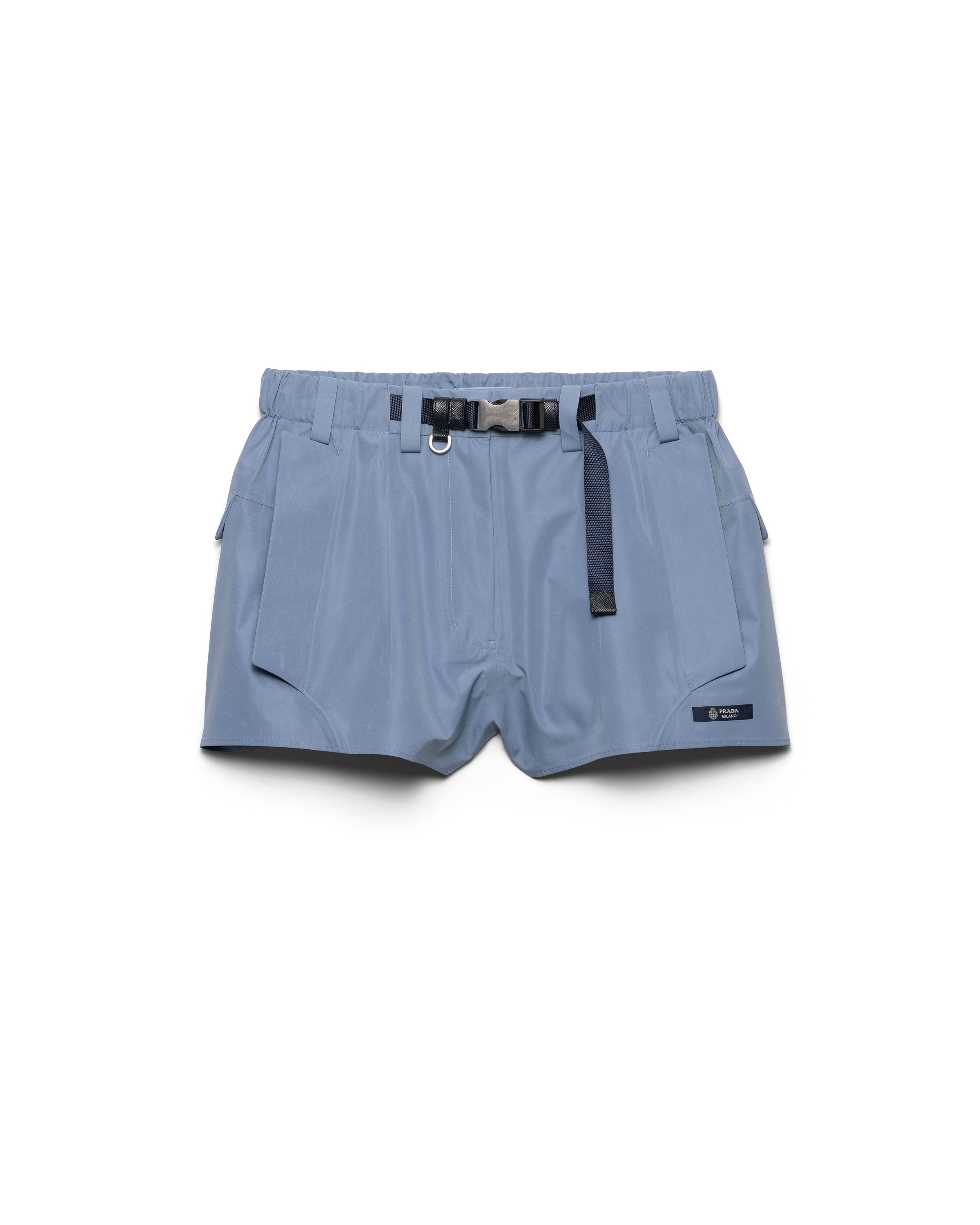 Prada Technical Canvas Shorts In Blue