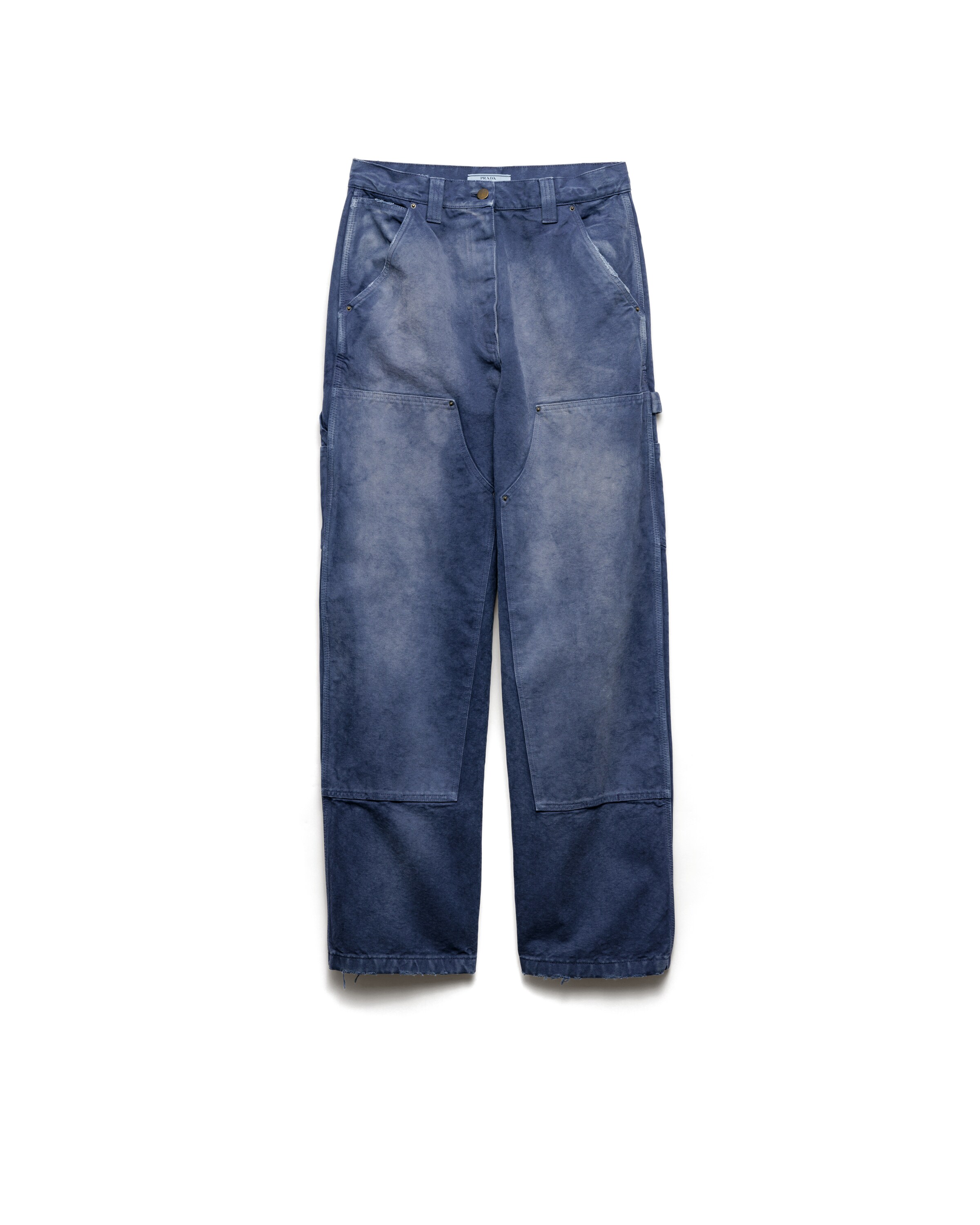 Prada Pantalon Cargo En Toile, Femme, Bleu, Taille 38