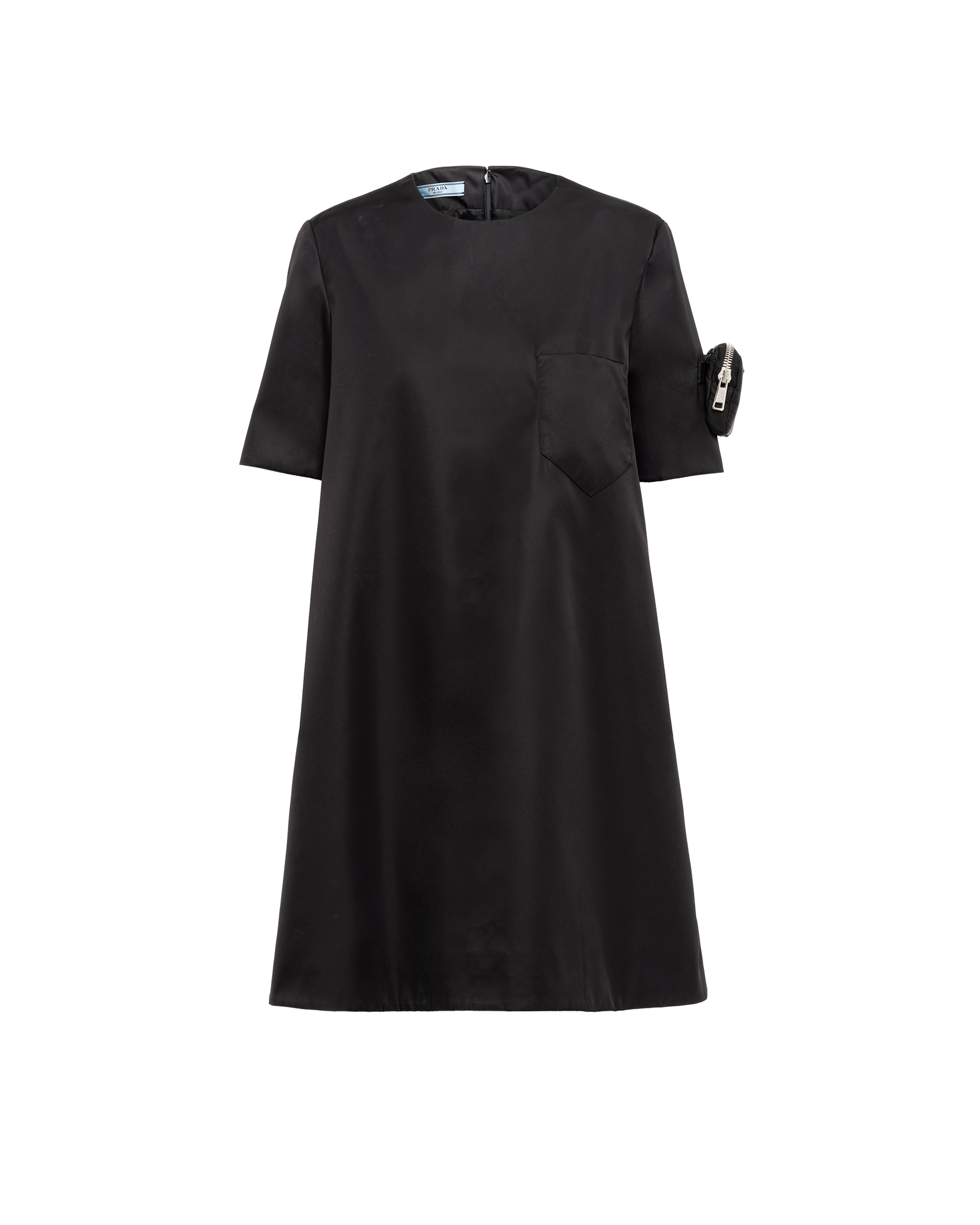 Prada Sleeve Pouch Re-nylon Mini Dress In Black