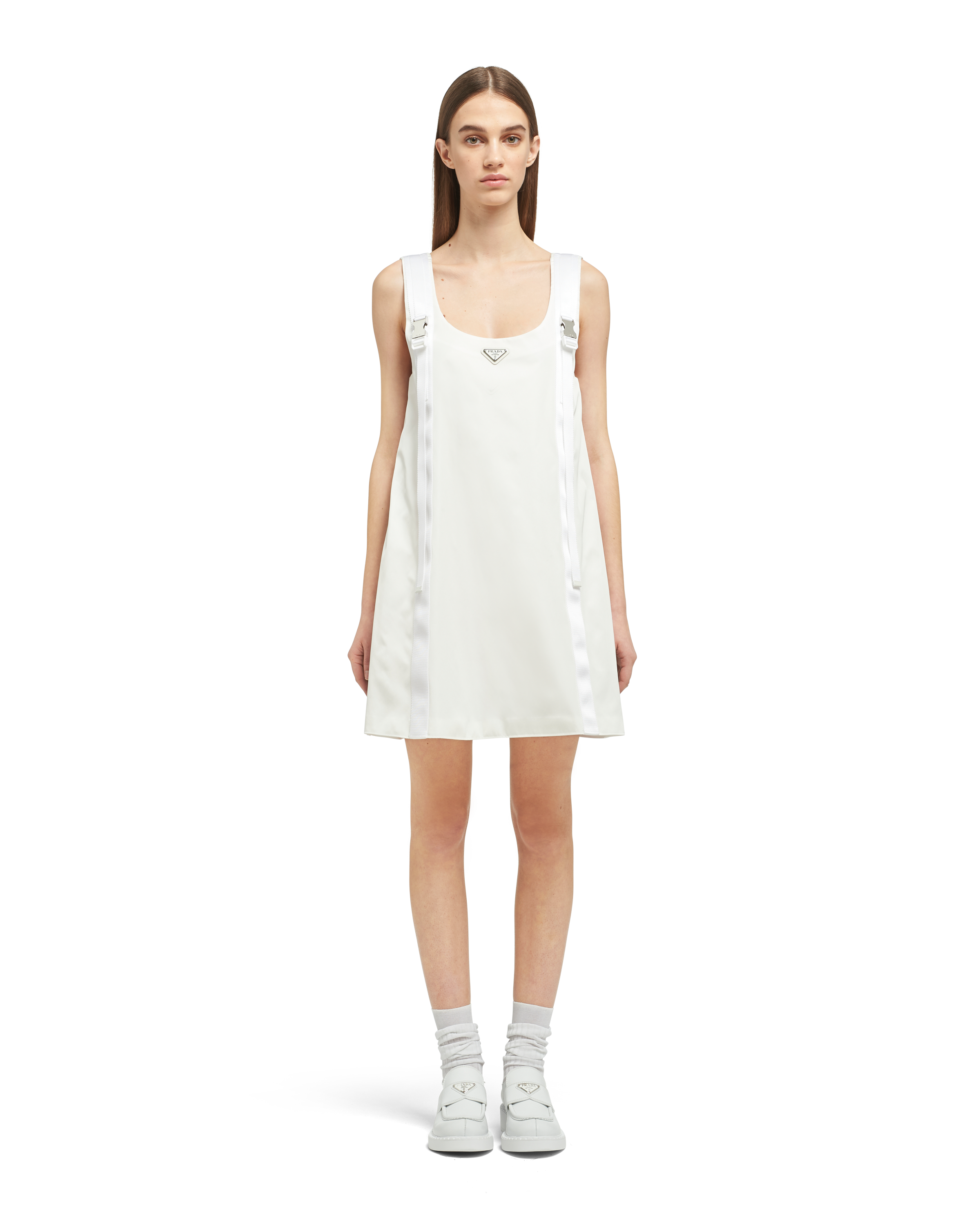 White Re-Nylon Gabardine sleeveless dress | Prada