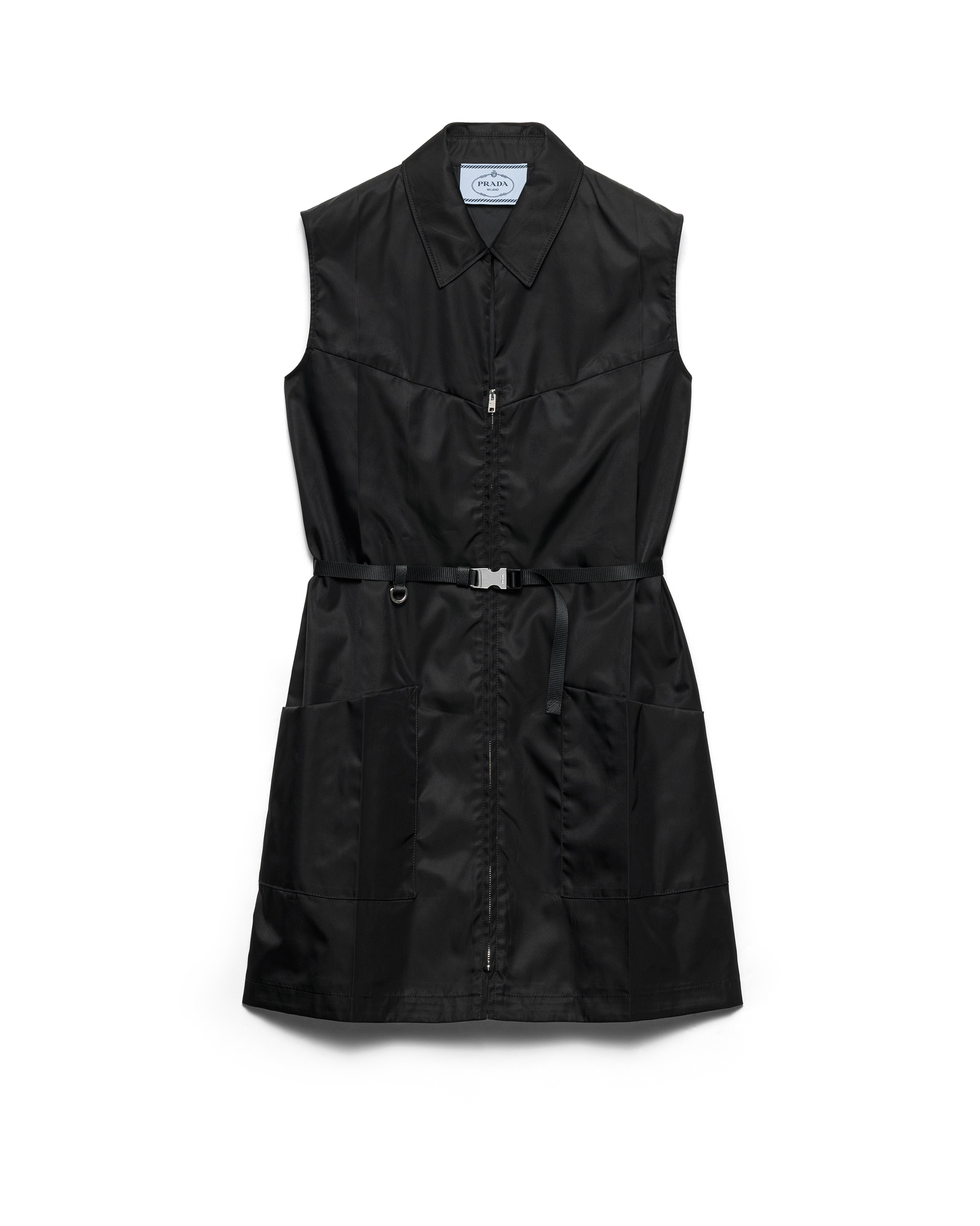 Prada Robe Courte En Re-nylon, Femme, Noir, Taille 44S