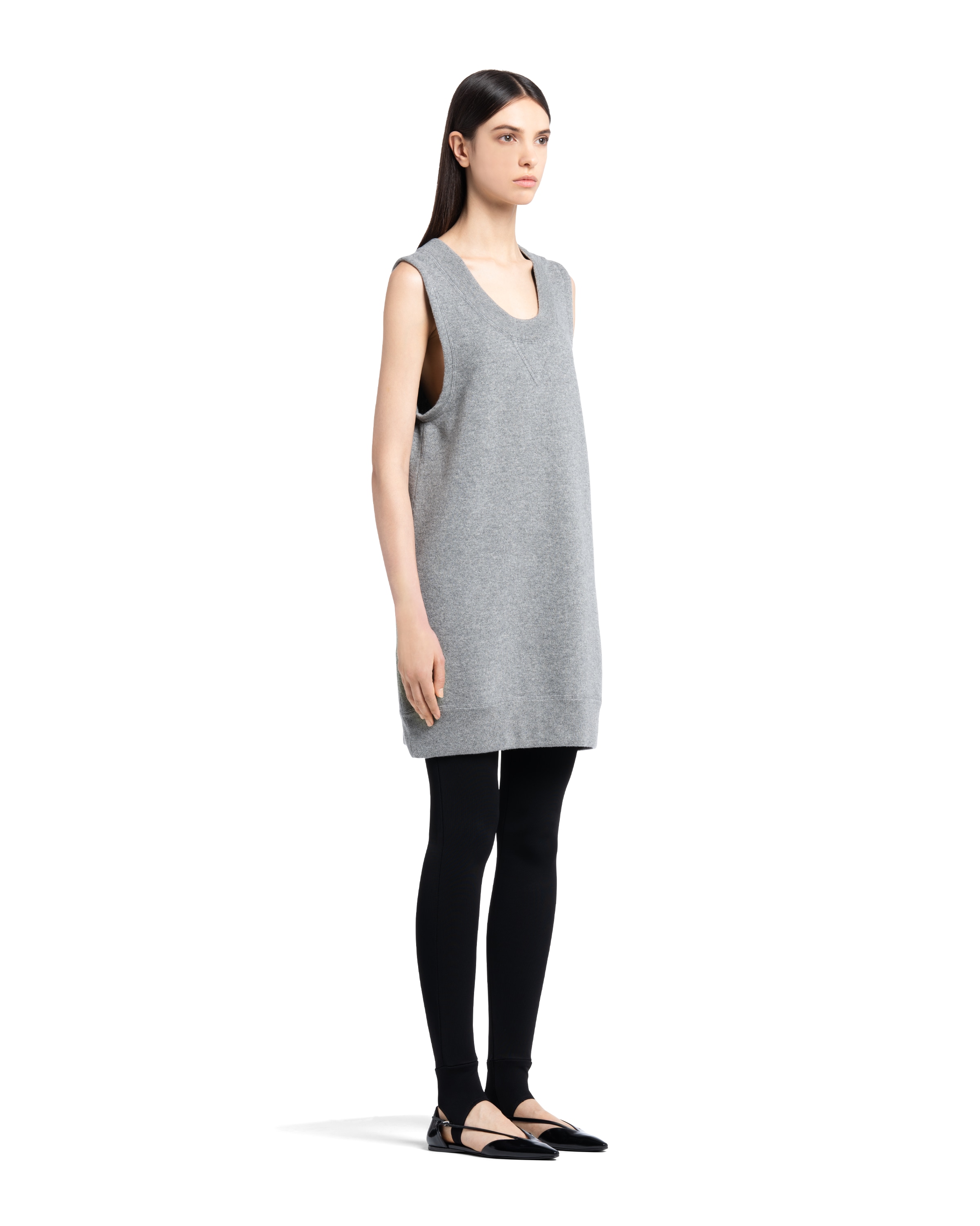 Grey Sleeveless cashmere knit minidress Prada