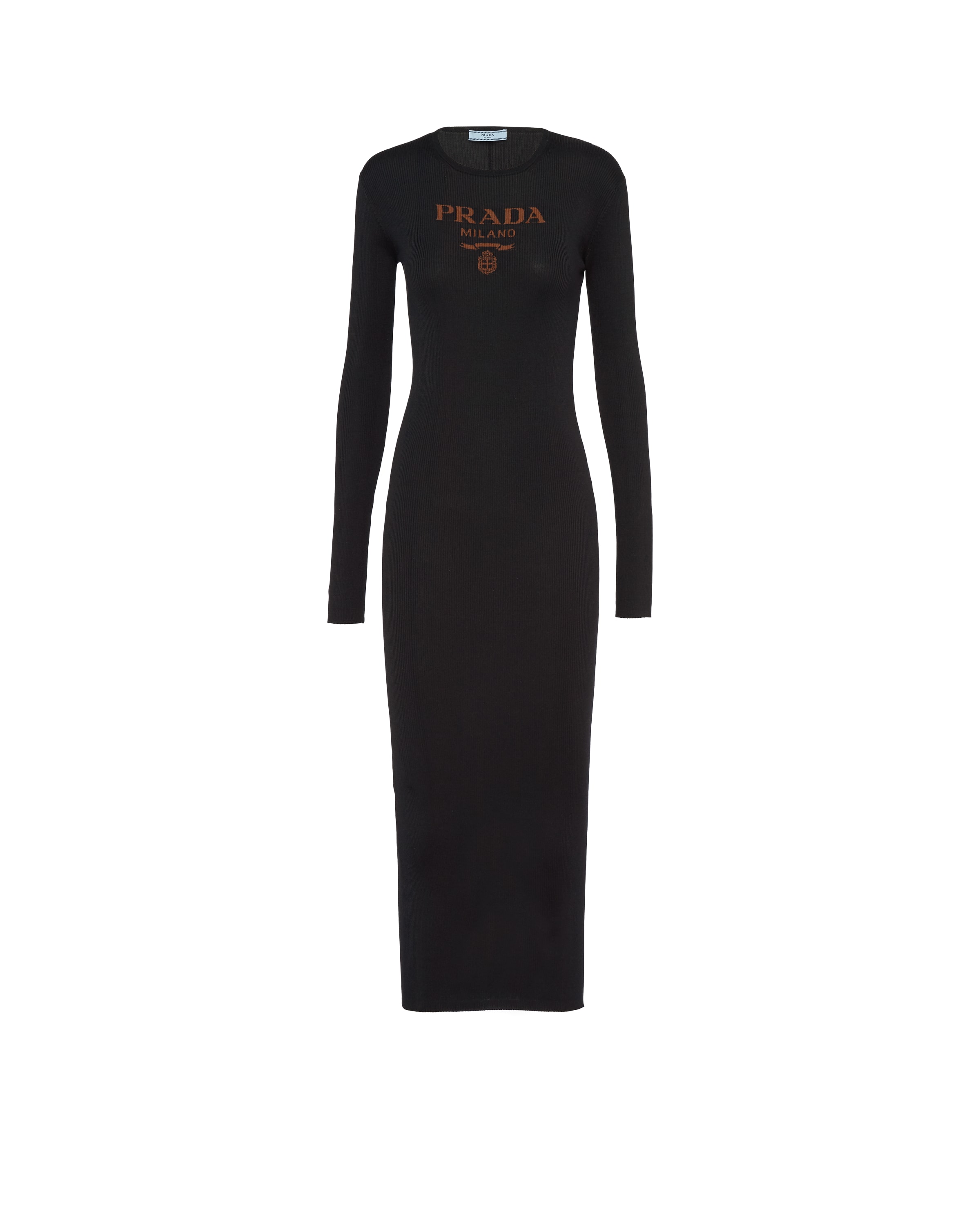 Prada Abito Lungo In Maglia Di Seta, Donna, Nero, Taglia 38