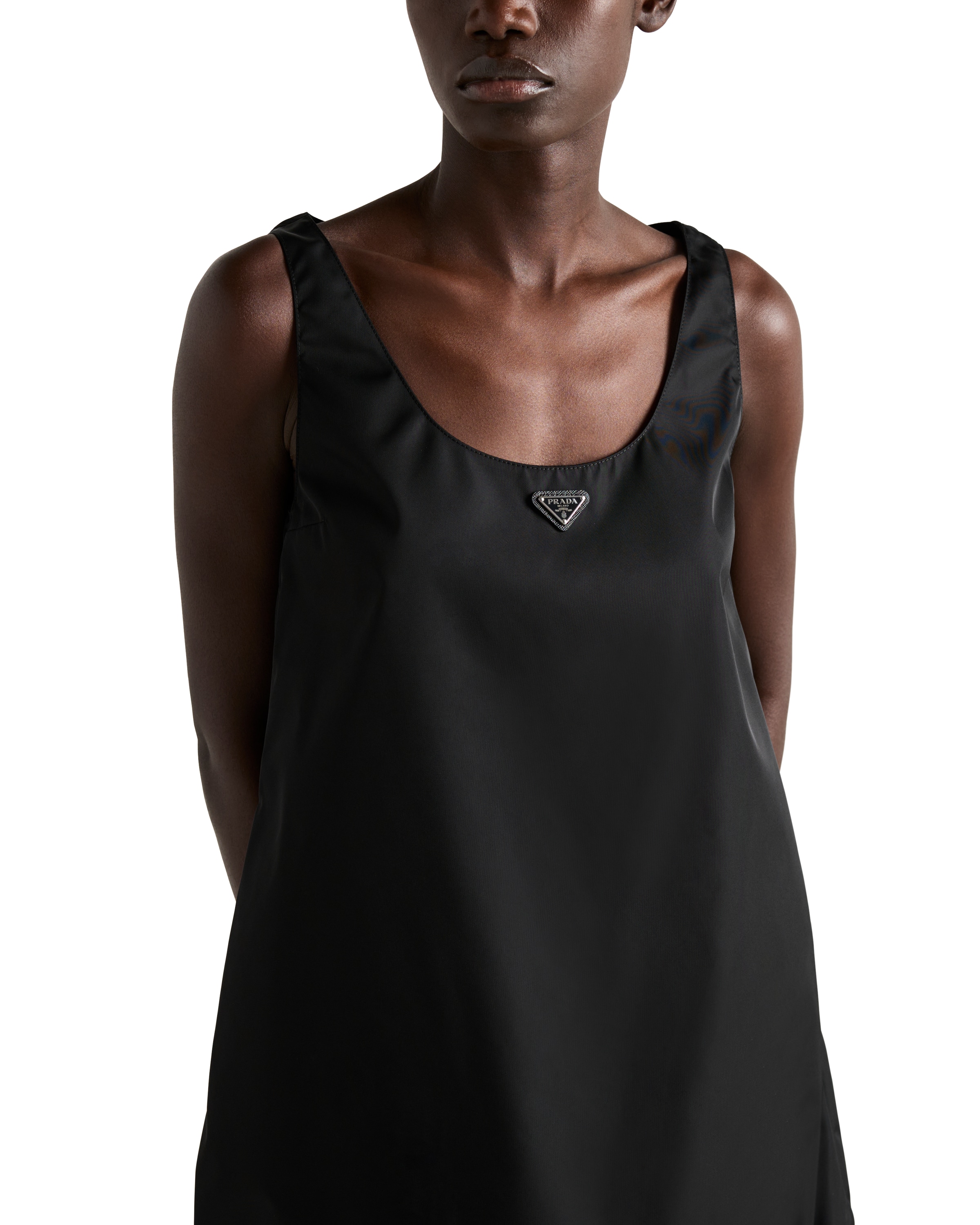 Prada Crepe Mini Dress With Bows In Black