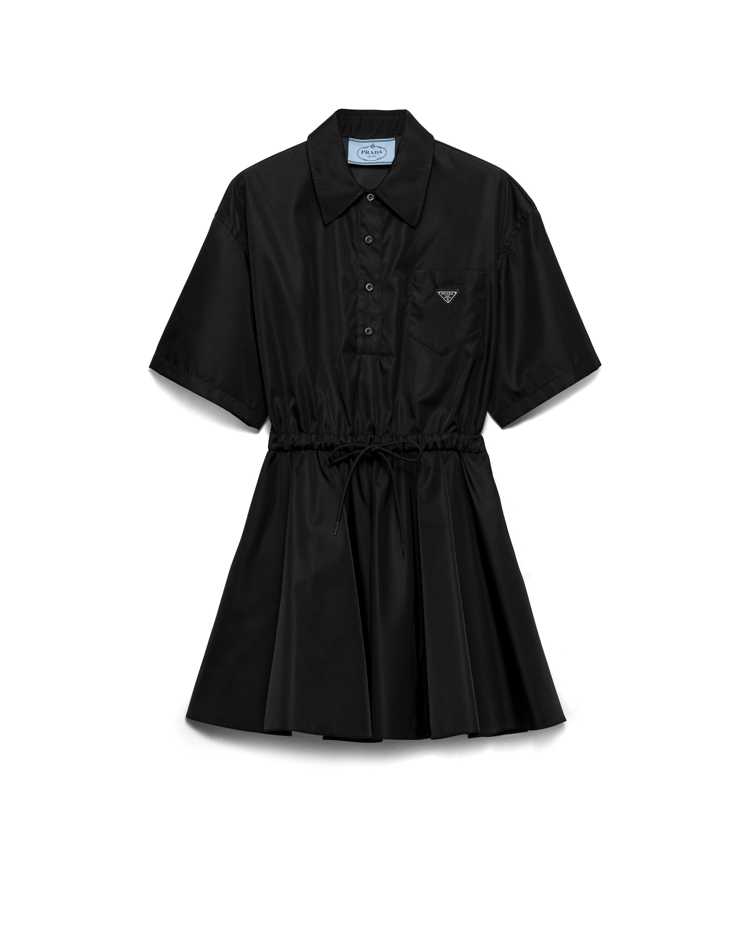 Prada Abito A Maniche Corte In Re-nylon, Donna, Nero, Taglia 38