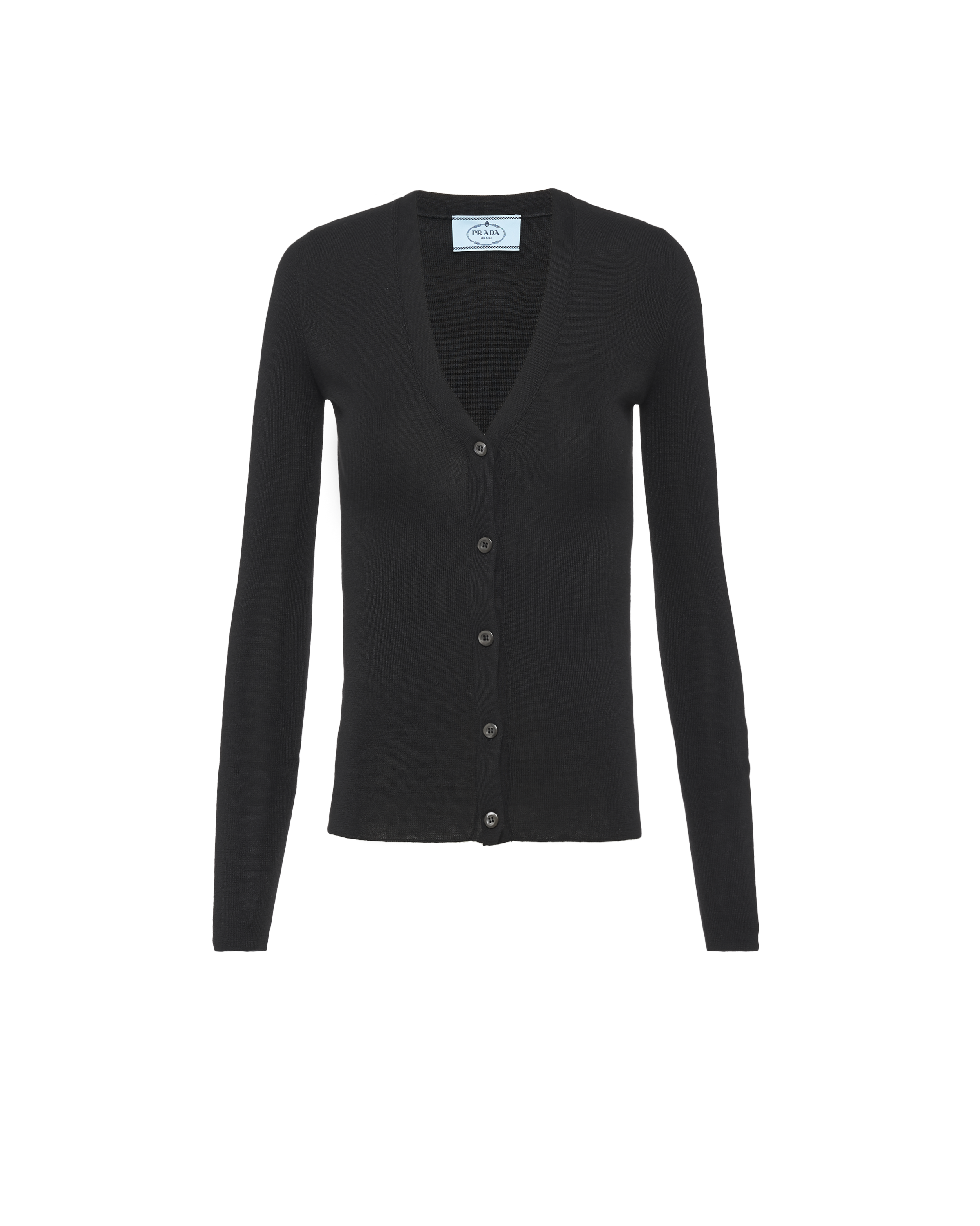 Black Cashmere And Silk Cardigan PRADA