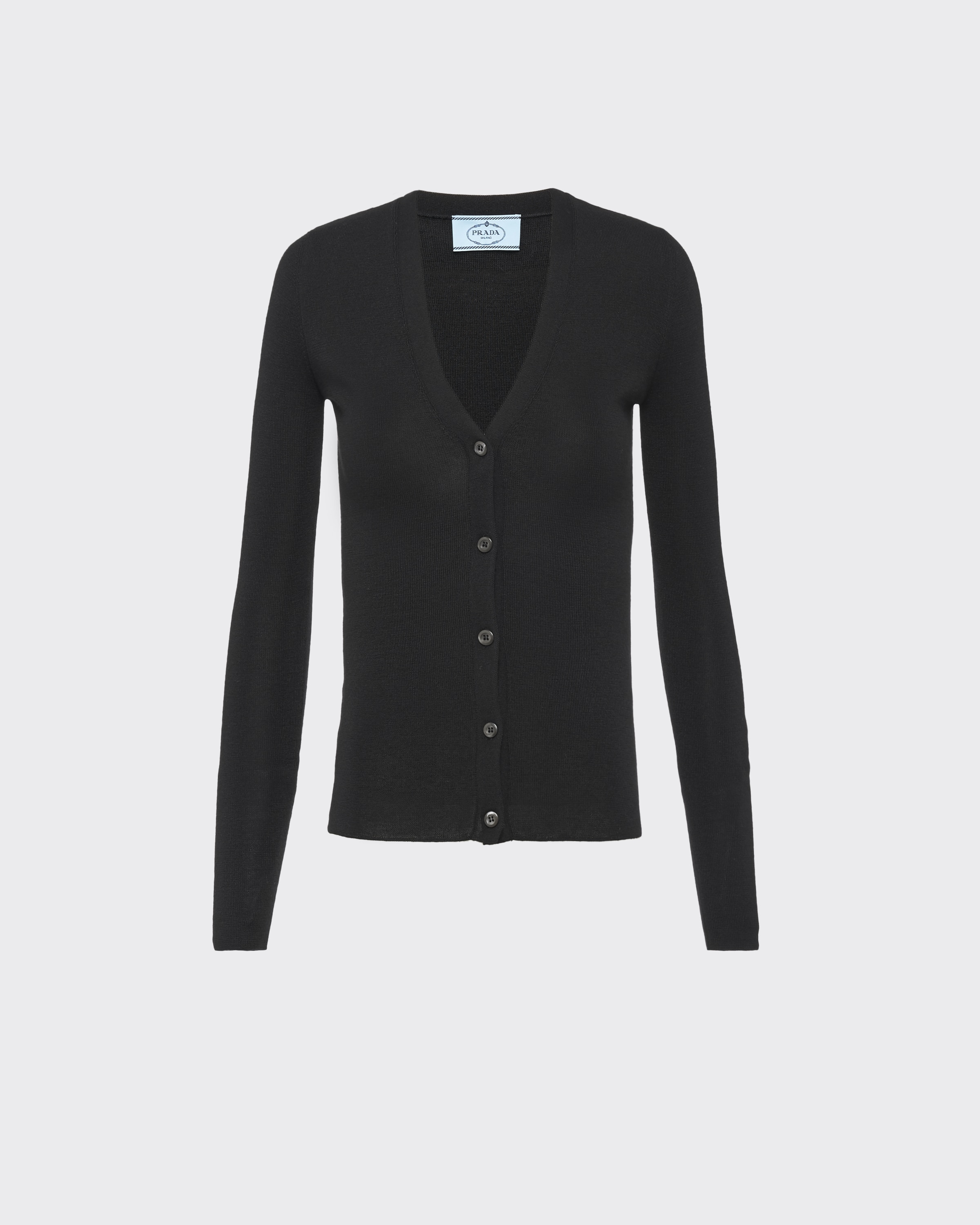 Shop Prada Cashmere And Silk Cardigan In Black