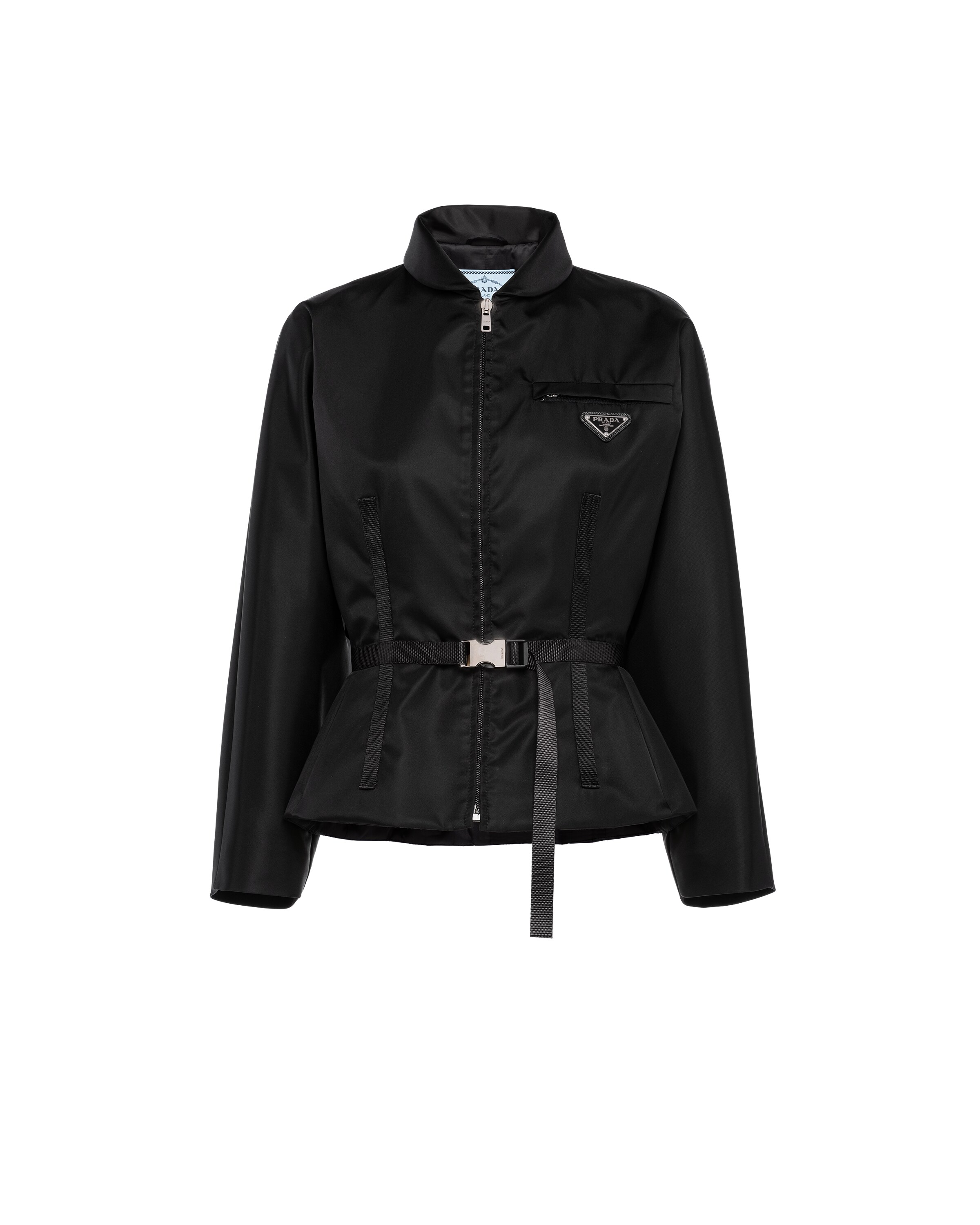 prada belted nylon coat