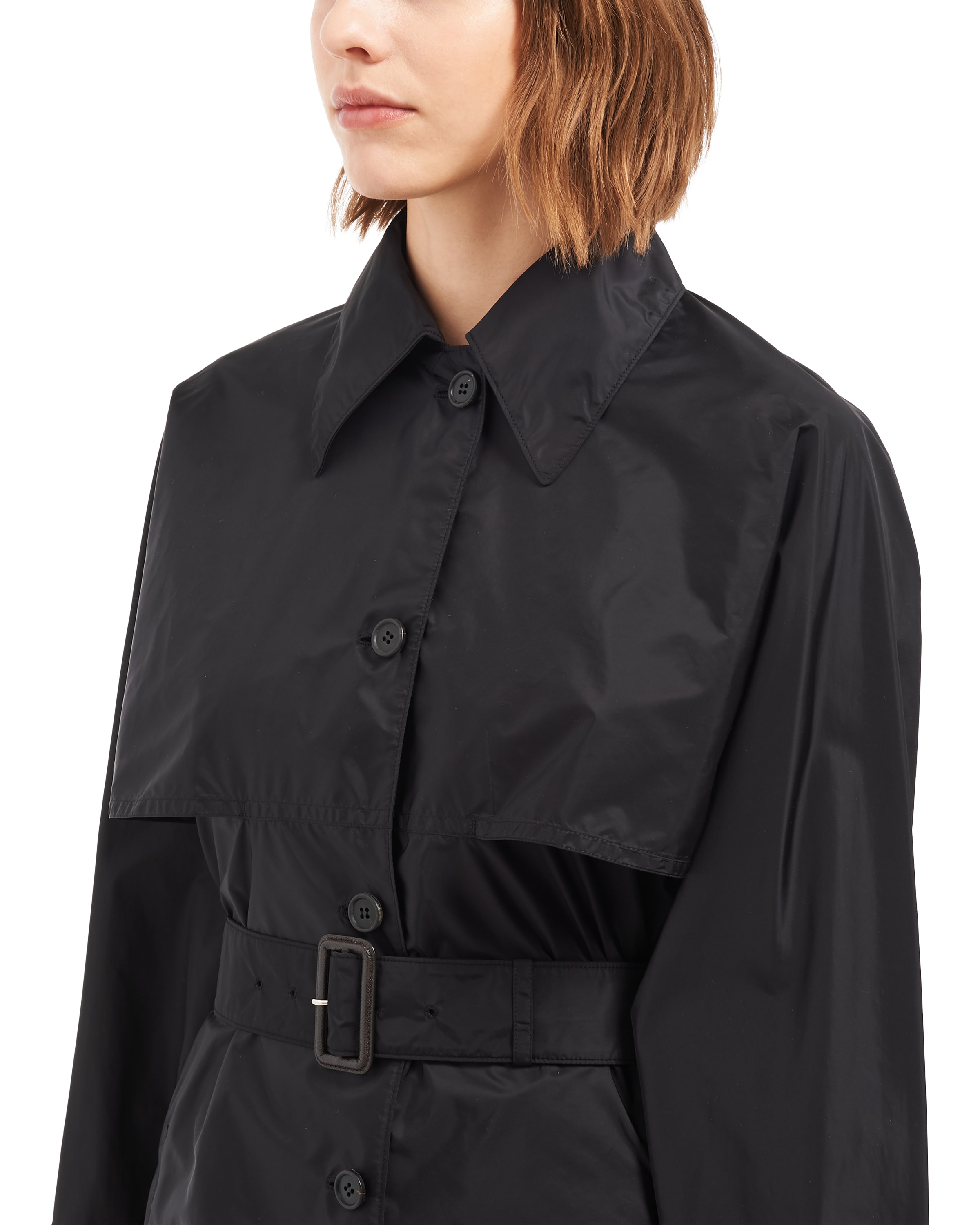 prada belted nylon coat