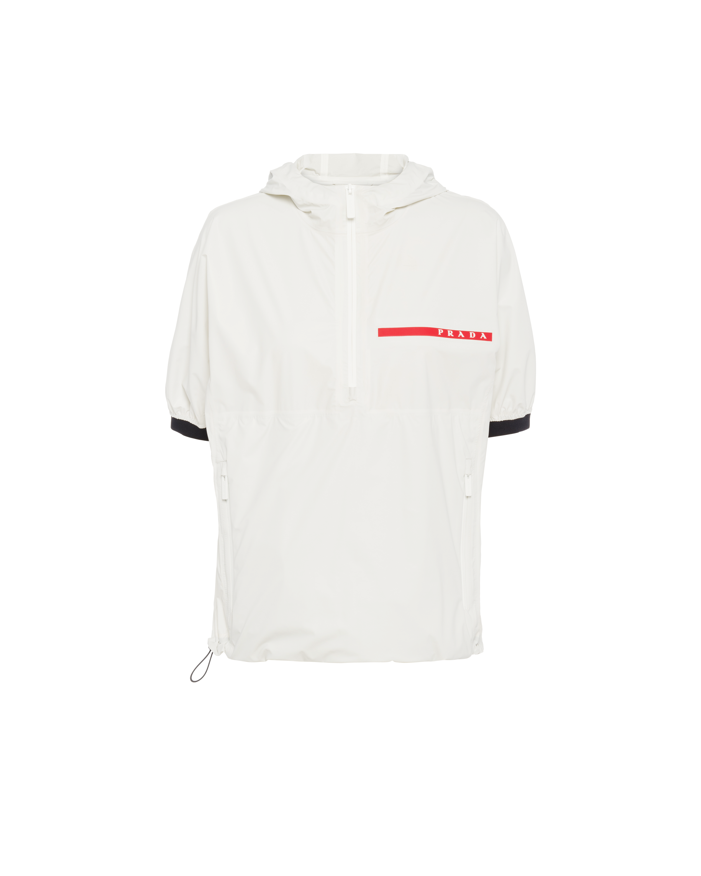 Prada Light Nylon Short-sleeved Jacket In Chalk White