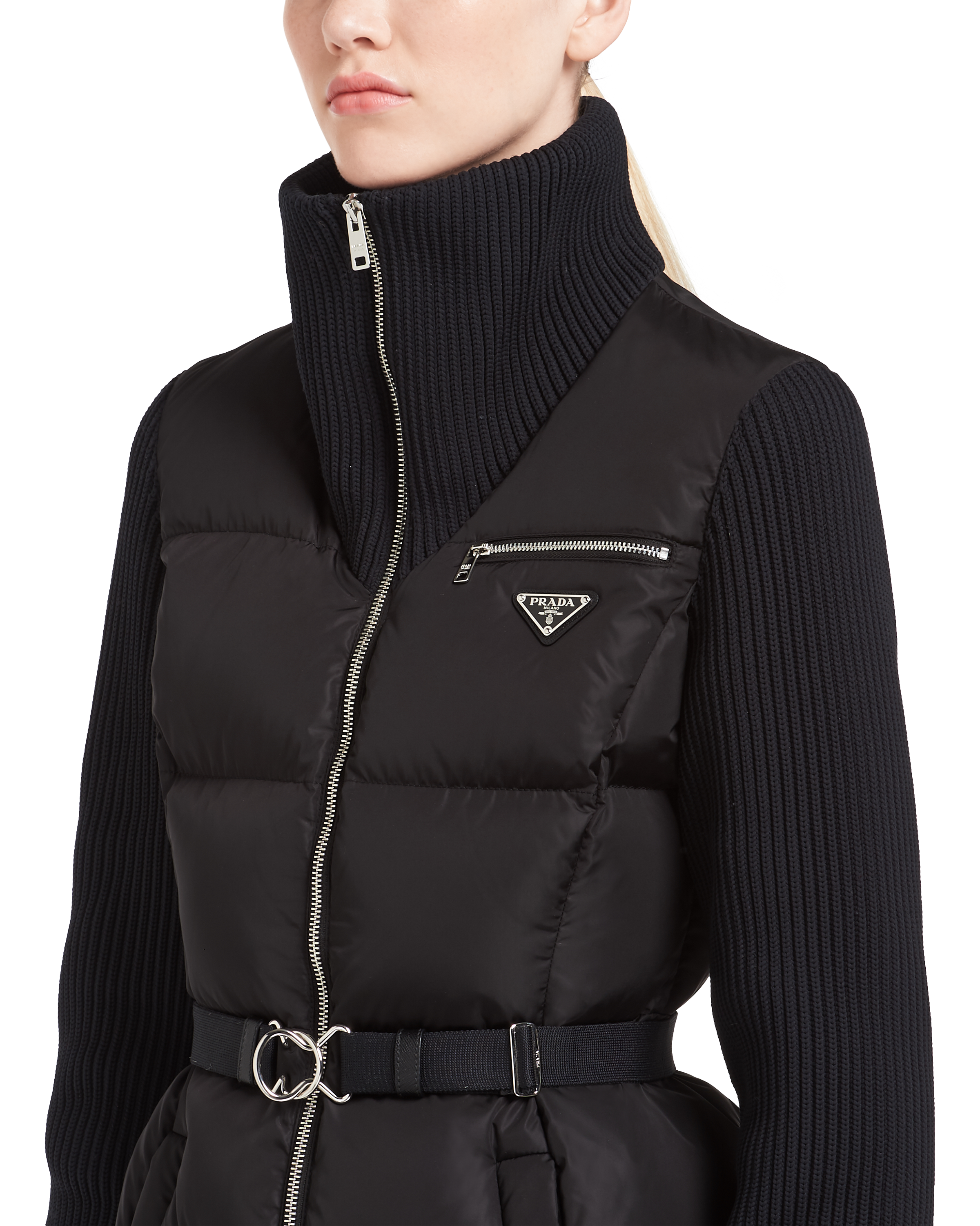 Black Lightweight Nylon puffer jacket 