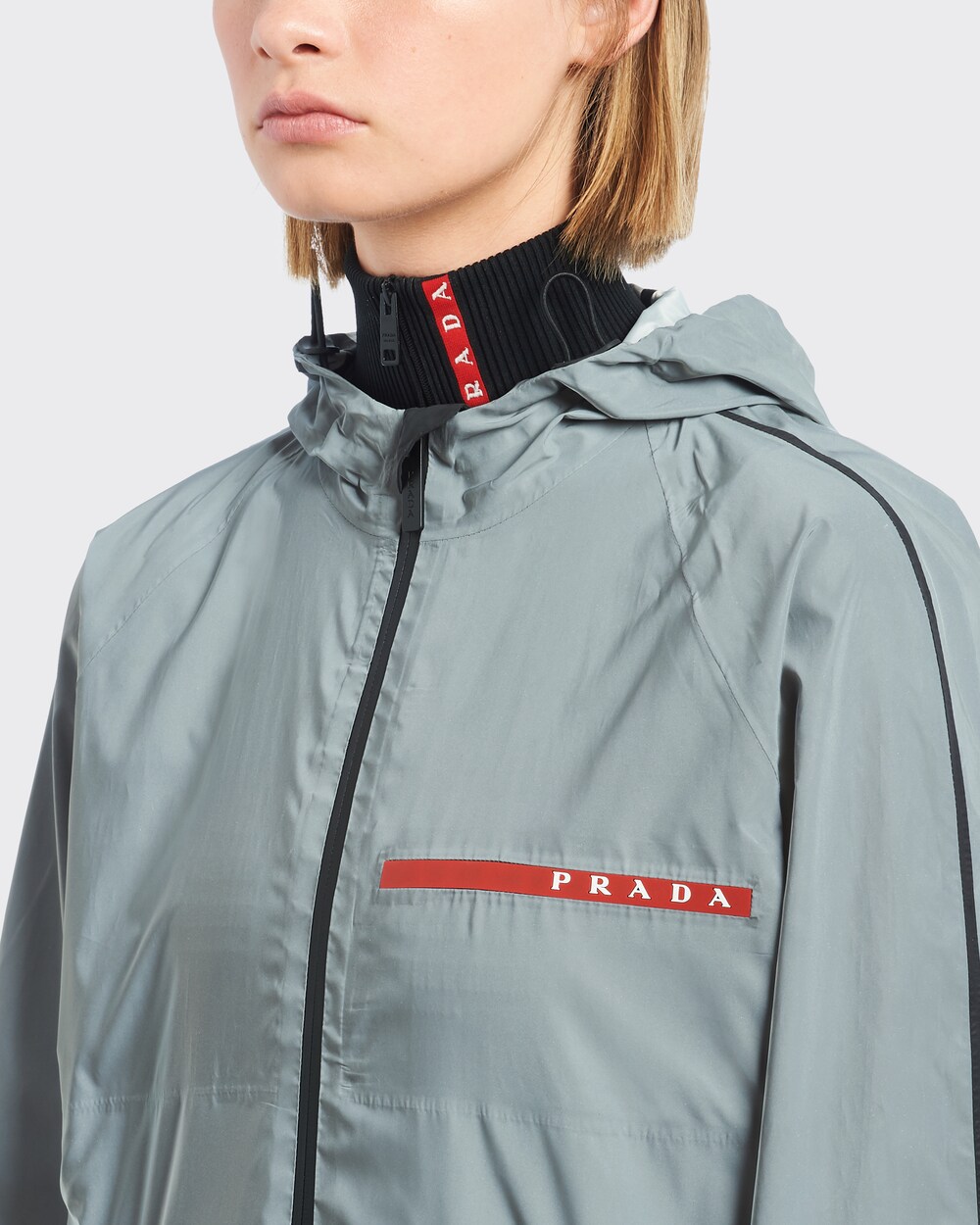 Silver Reflective fabric jacket | Prada