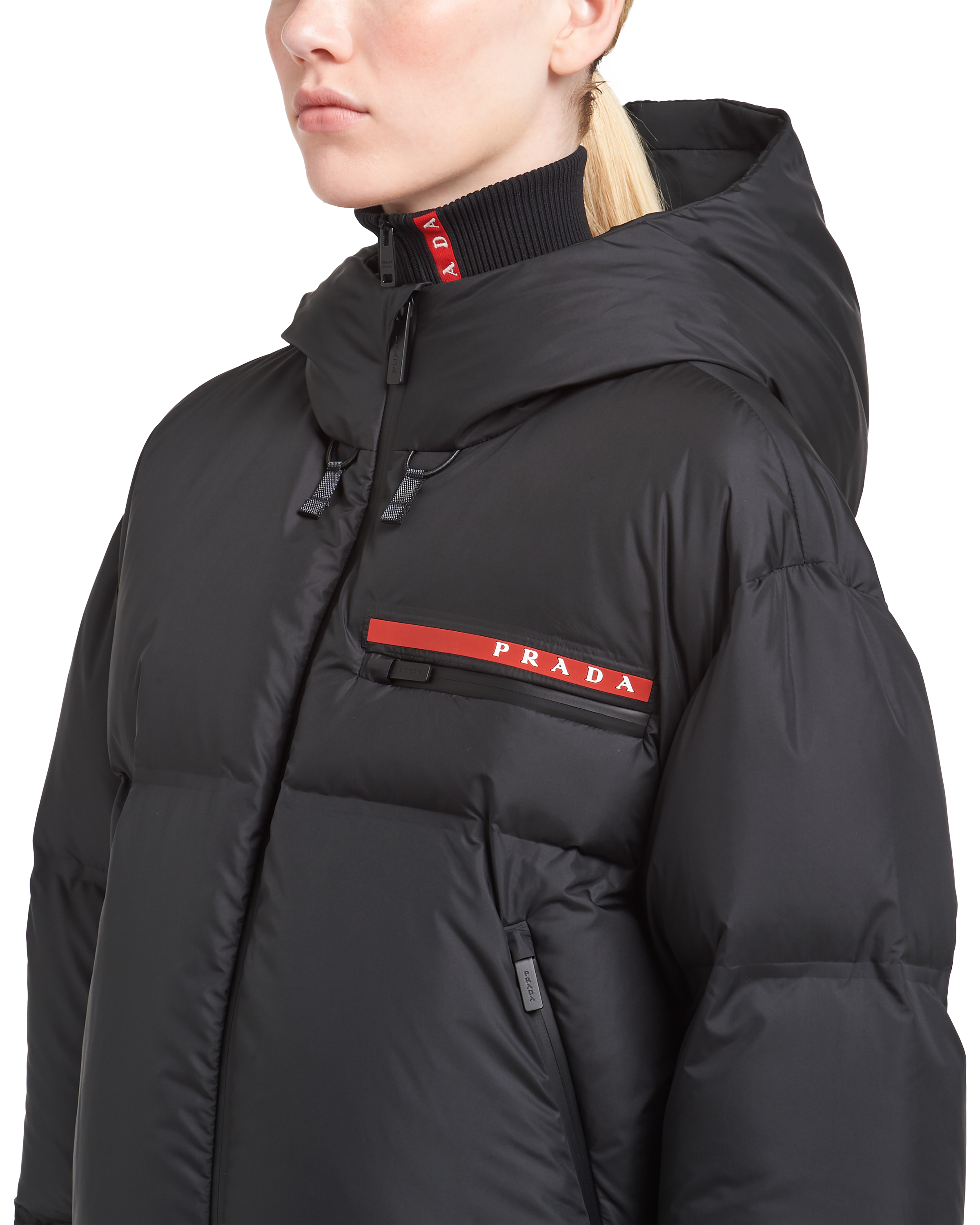 Black Technical Nylon puffer jacket | Prada