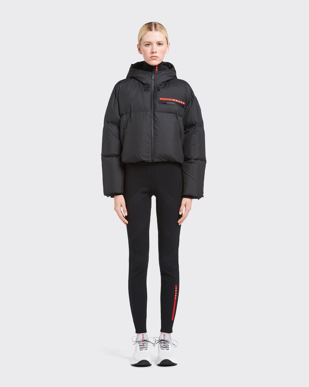 Black Technical Nylon puffer jacket | Prada