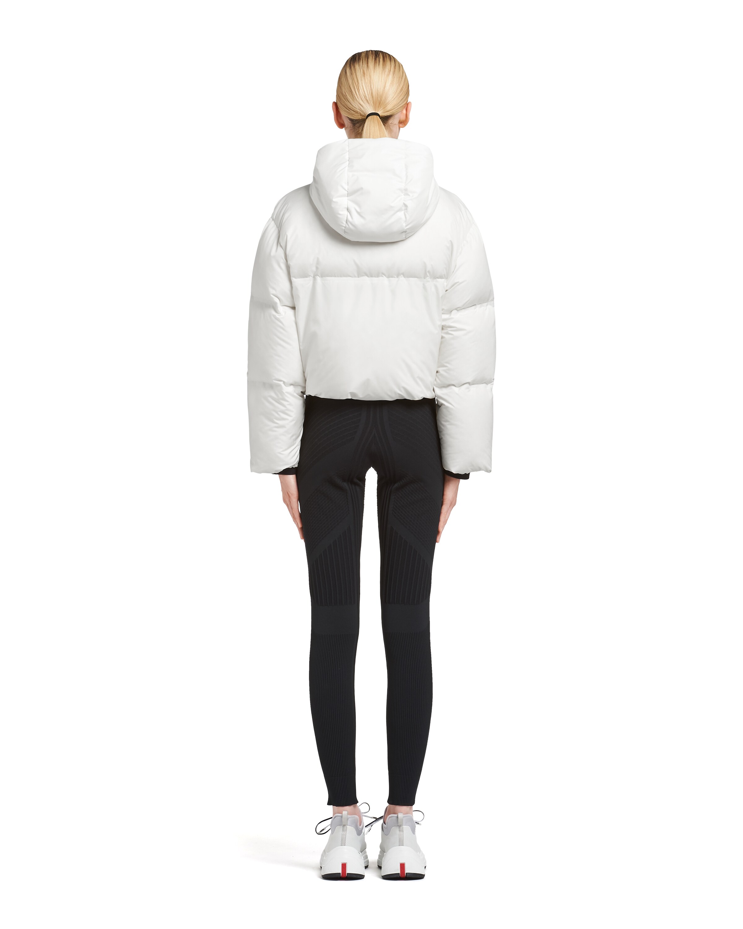White Technical Nylon puffer jacket Prada