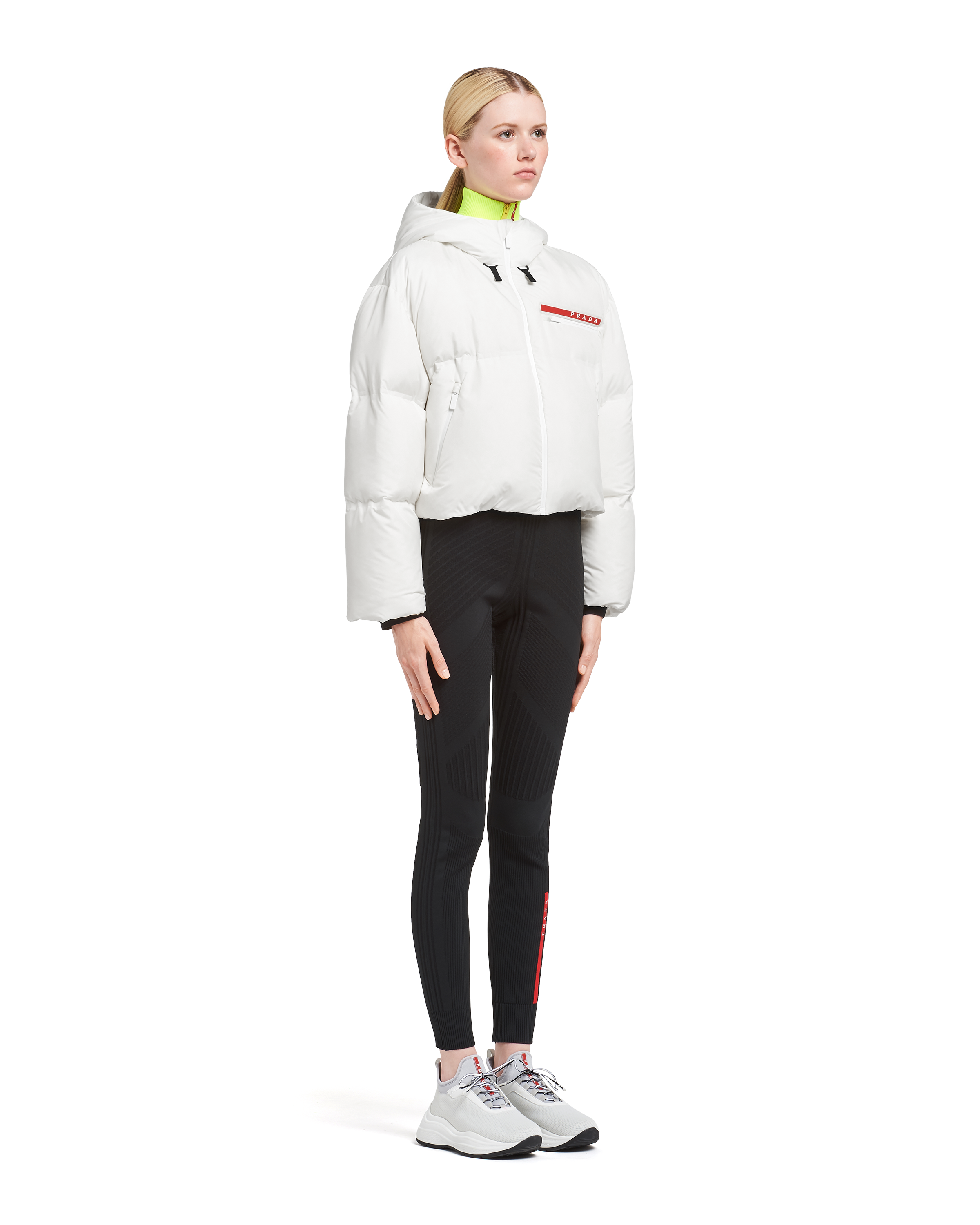 White Technical Nylon puffer jacket | Prada