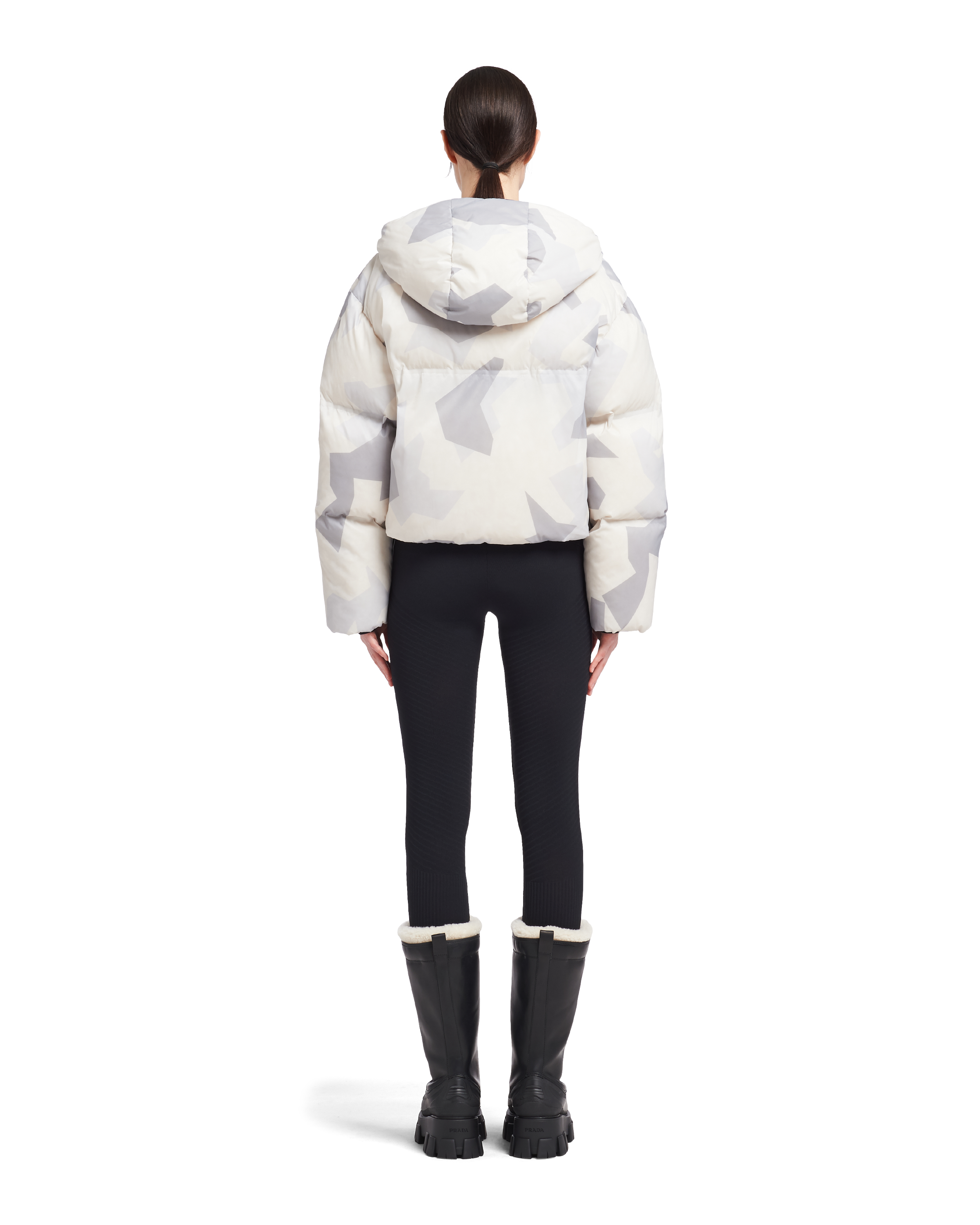 Prada Doudoune courte en nylon à imprimé camouflage 4
