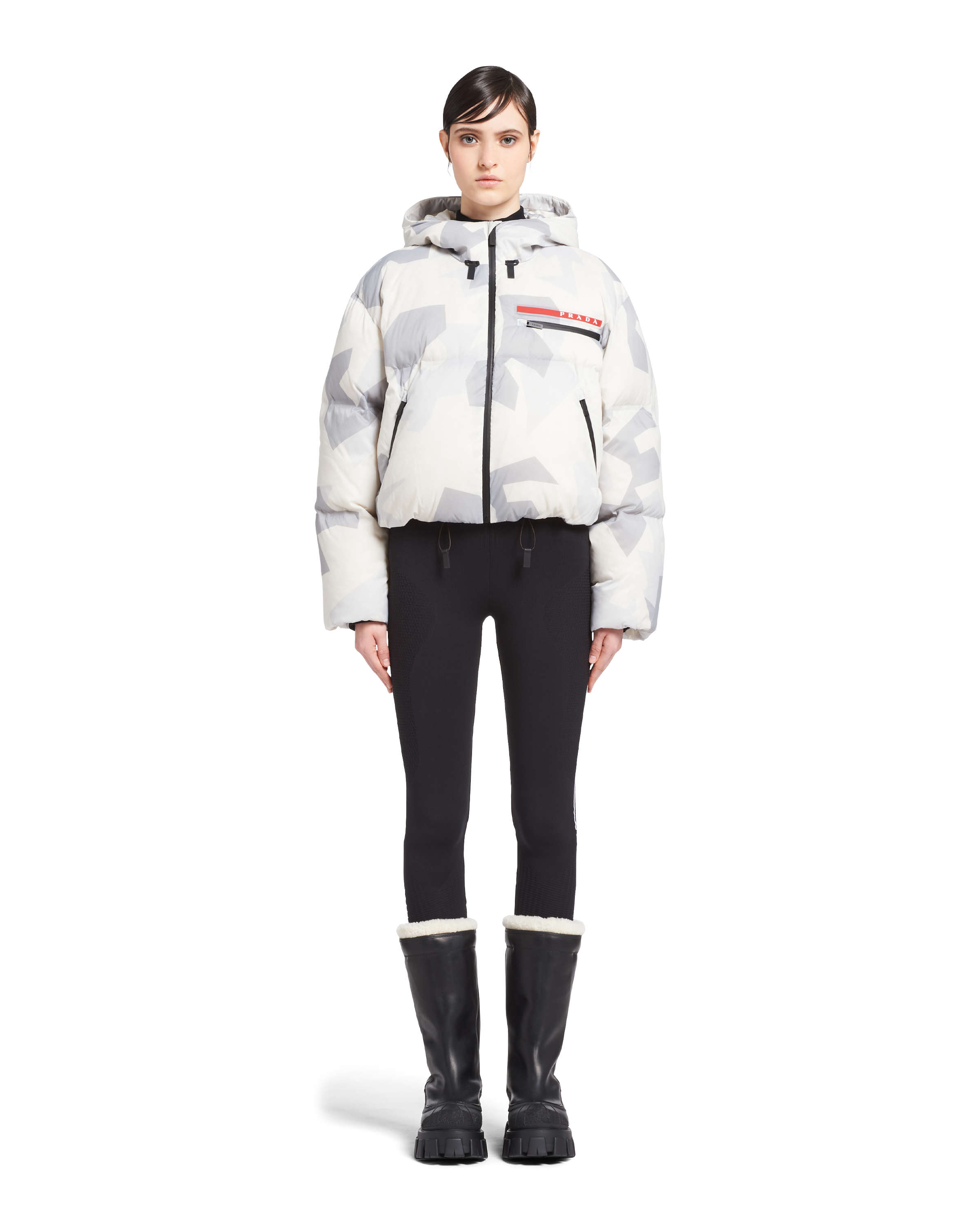 Prada Doudoune courte en nylon à imprimé camouflage 2