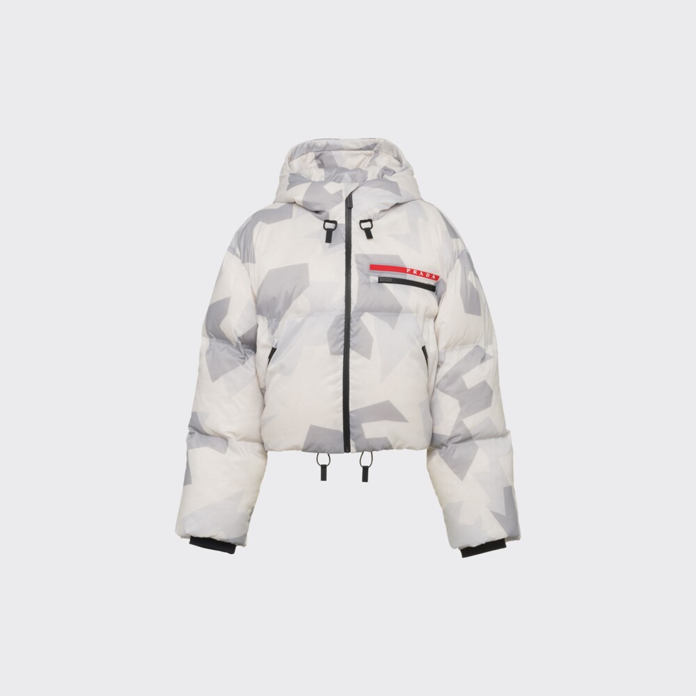 Prada Doudoune courte en nylon à imprimé camouflage 1