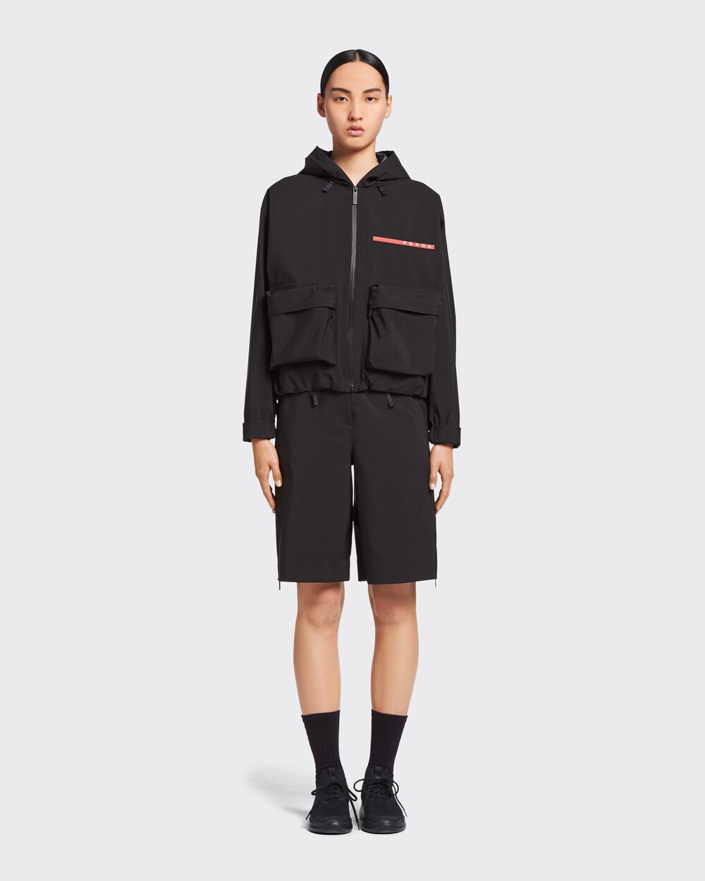 Black Technical fabric cargo jacket | Prada