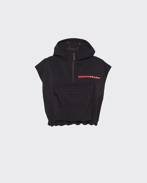 Prada Light Bi-Stretch cropped hooded vest 1