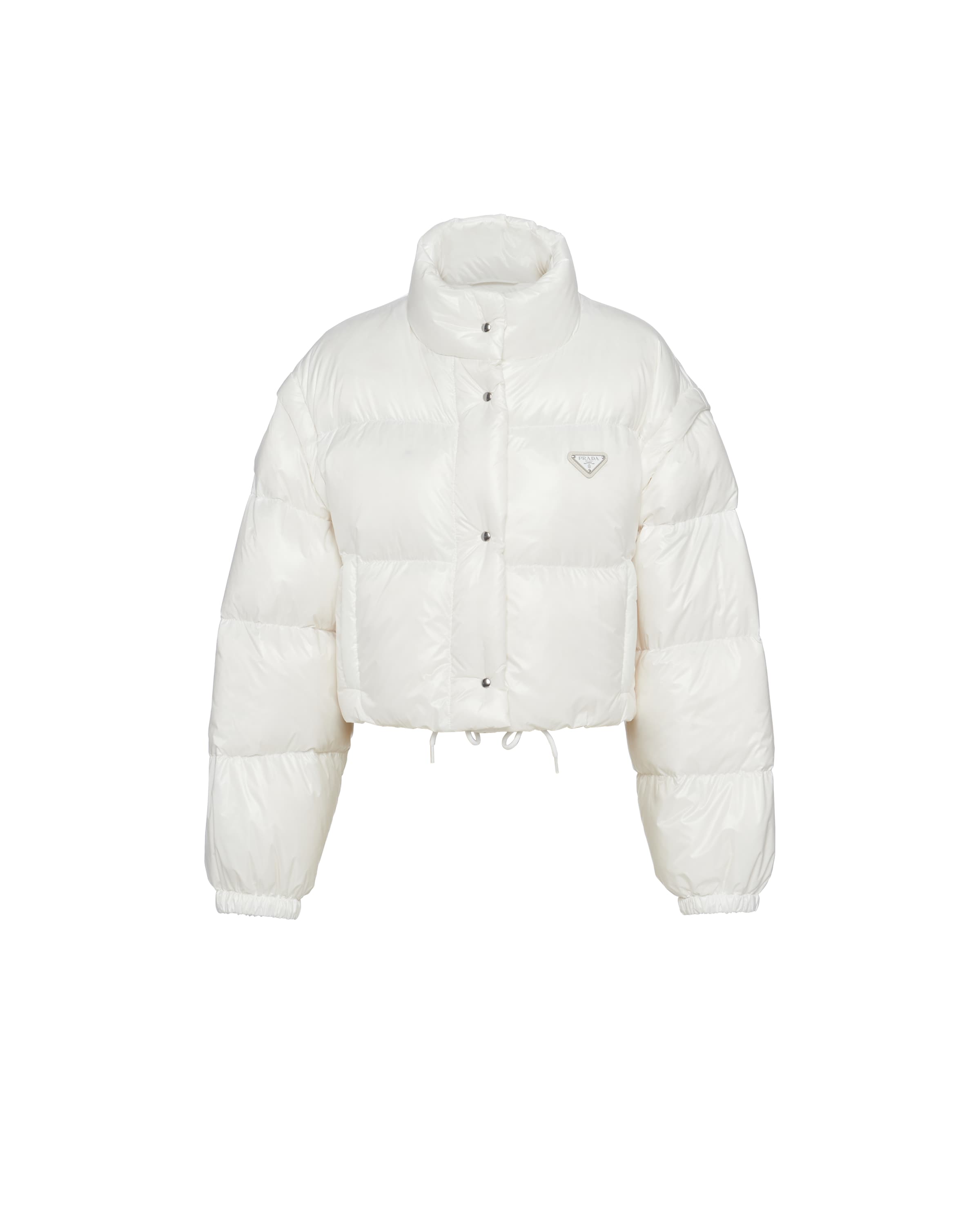 Prada Piumino Corto Modulabile In Re-nylon, Donna, Bianco, Taglia 36