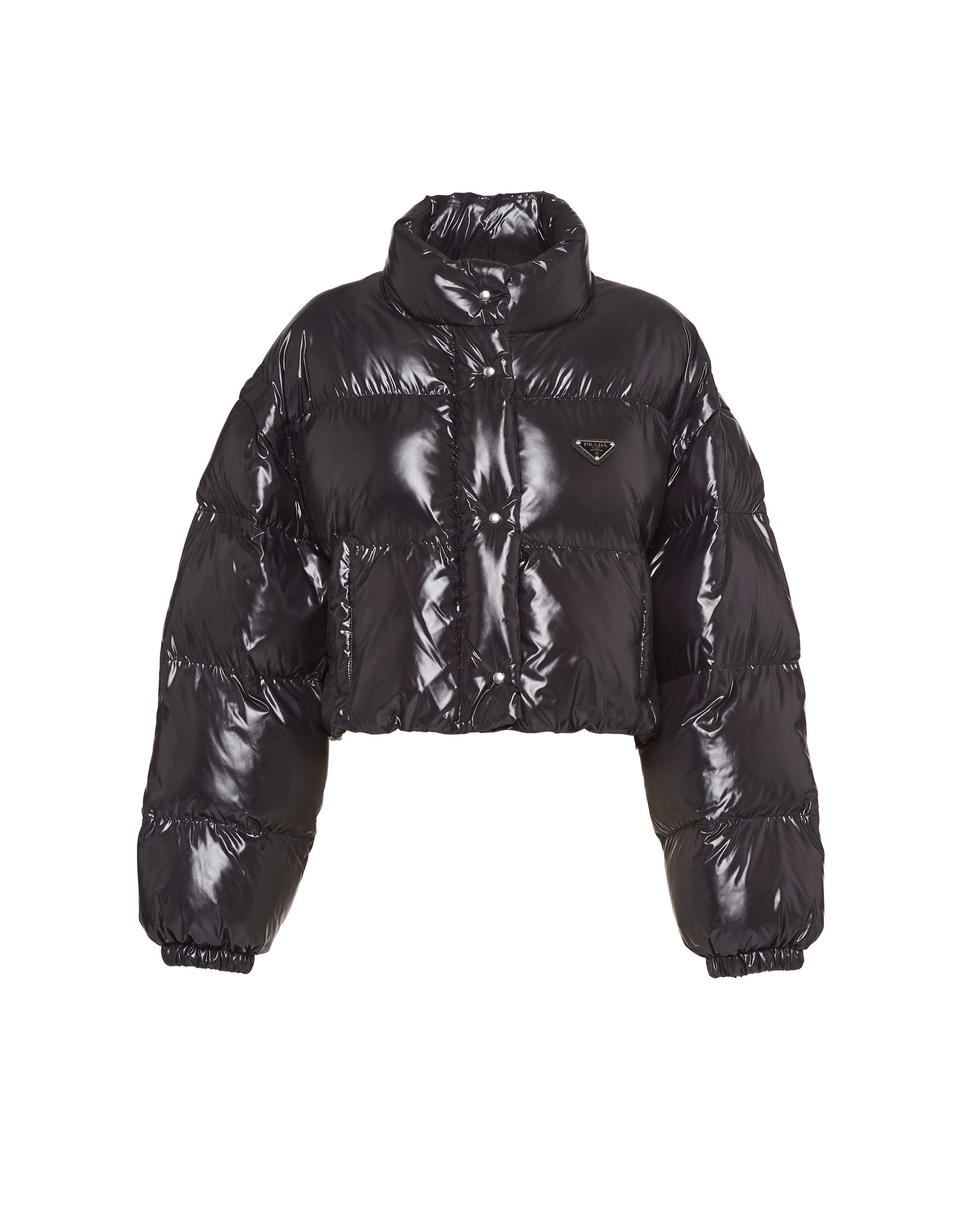 Black Ciré nylon puffer jacket | Prada