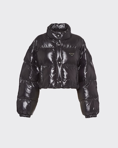 Black Ciré nylon puffer jacket | Prada