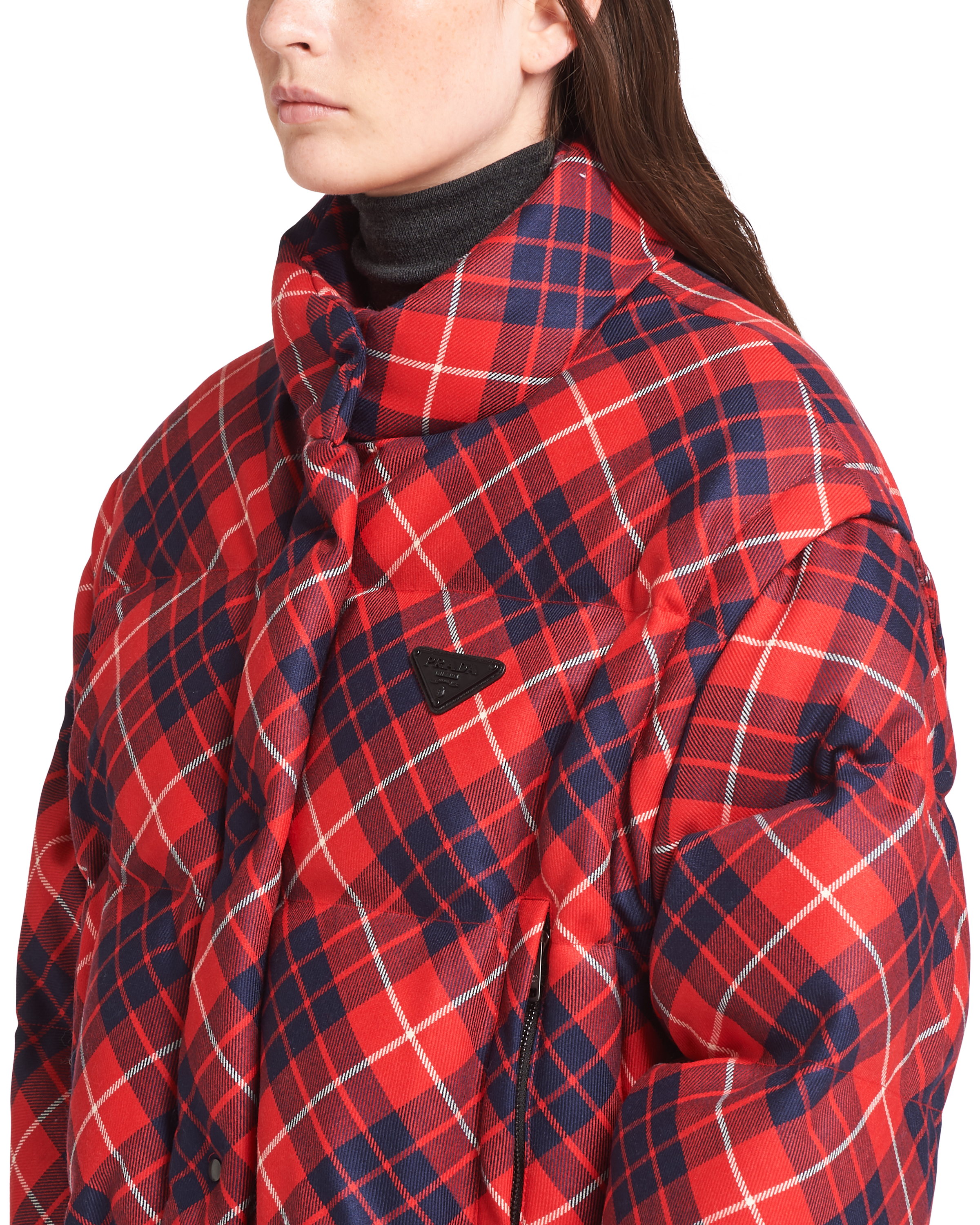 Prada plaid puffer jacket Clearance