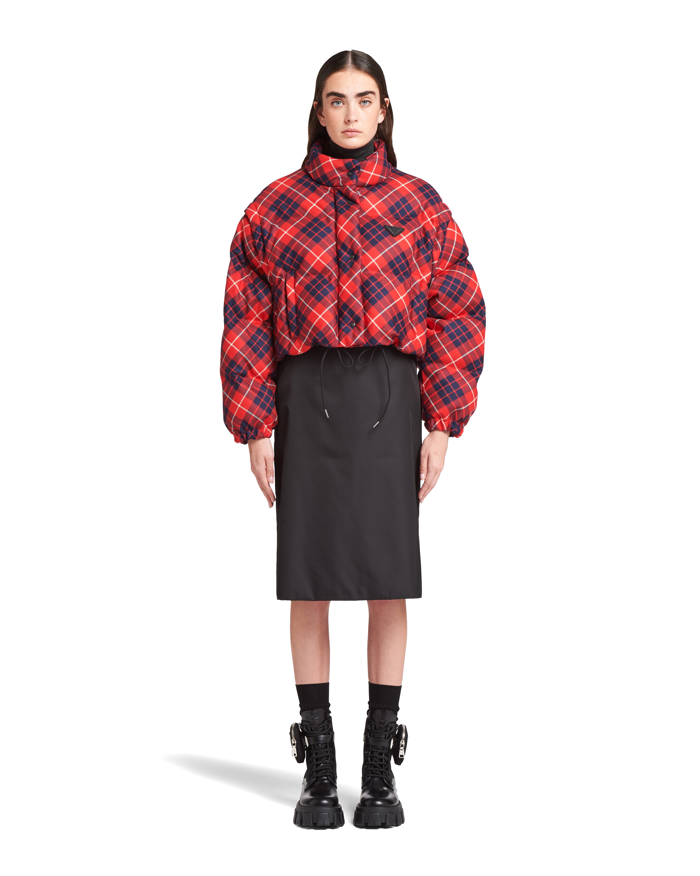 Prada plaid puffer jacket Clearance