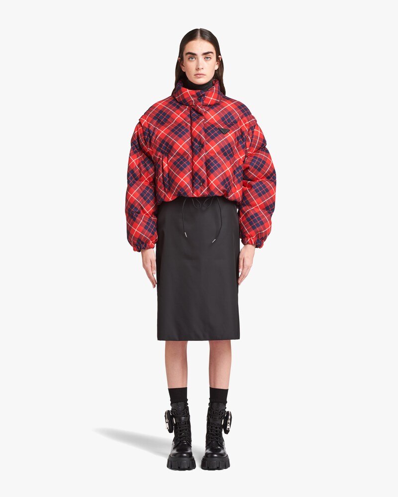red plaid puffer jacket