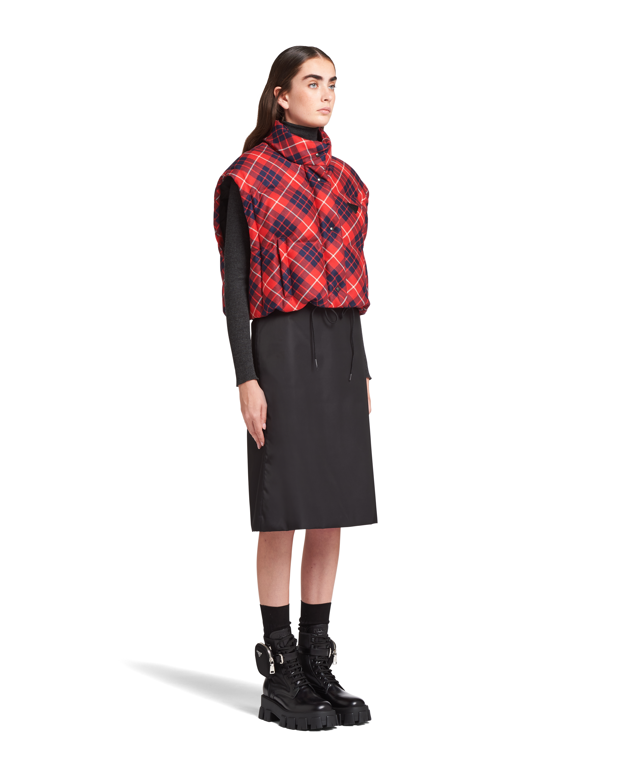 Prada plaid puffer jacket Clearance