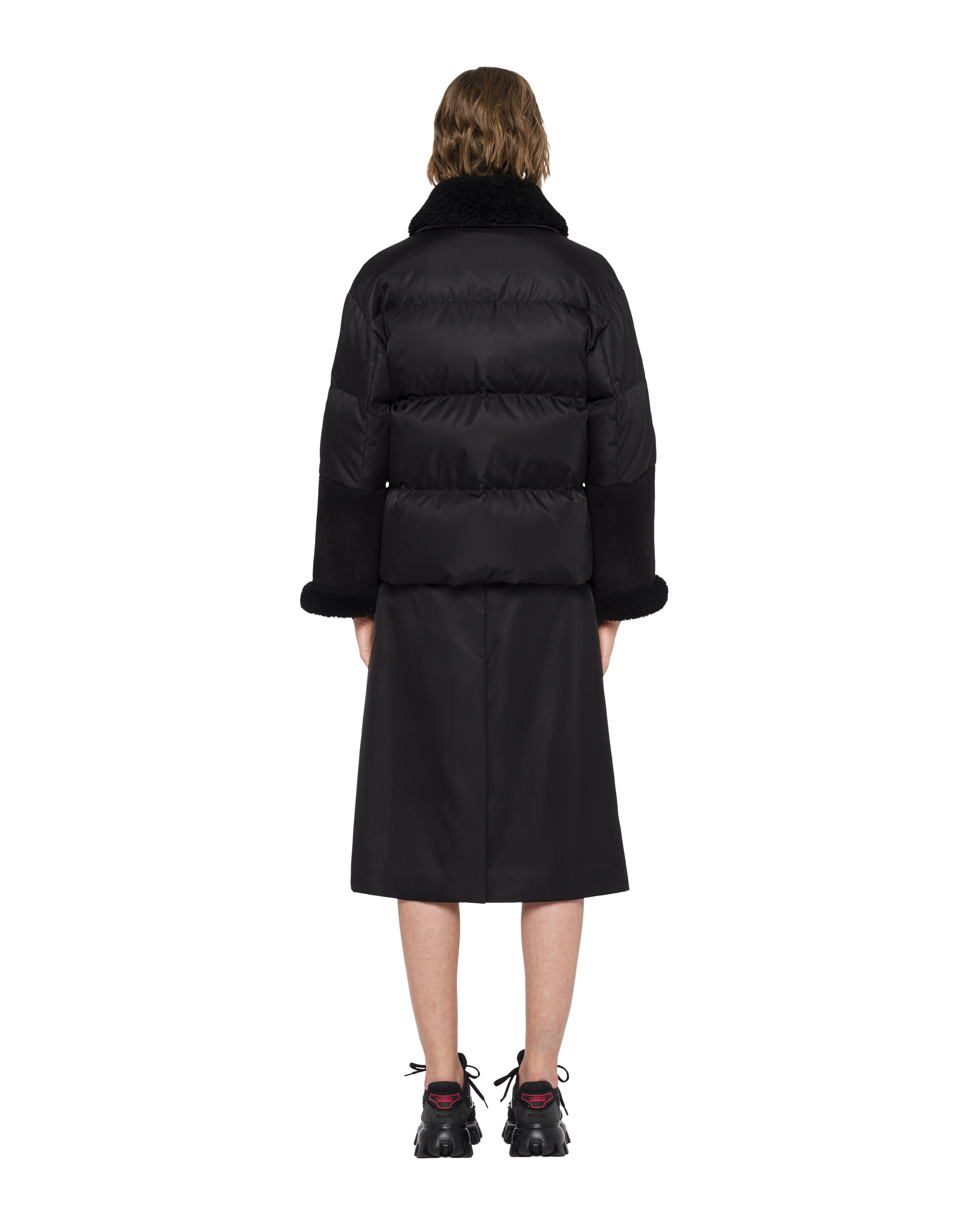 Black Re-Nylon gabardine puffer jacket | Prada