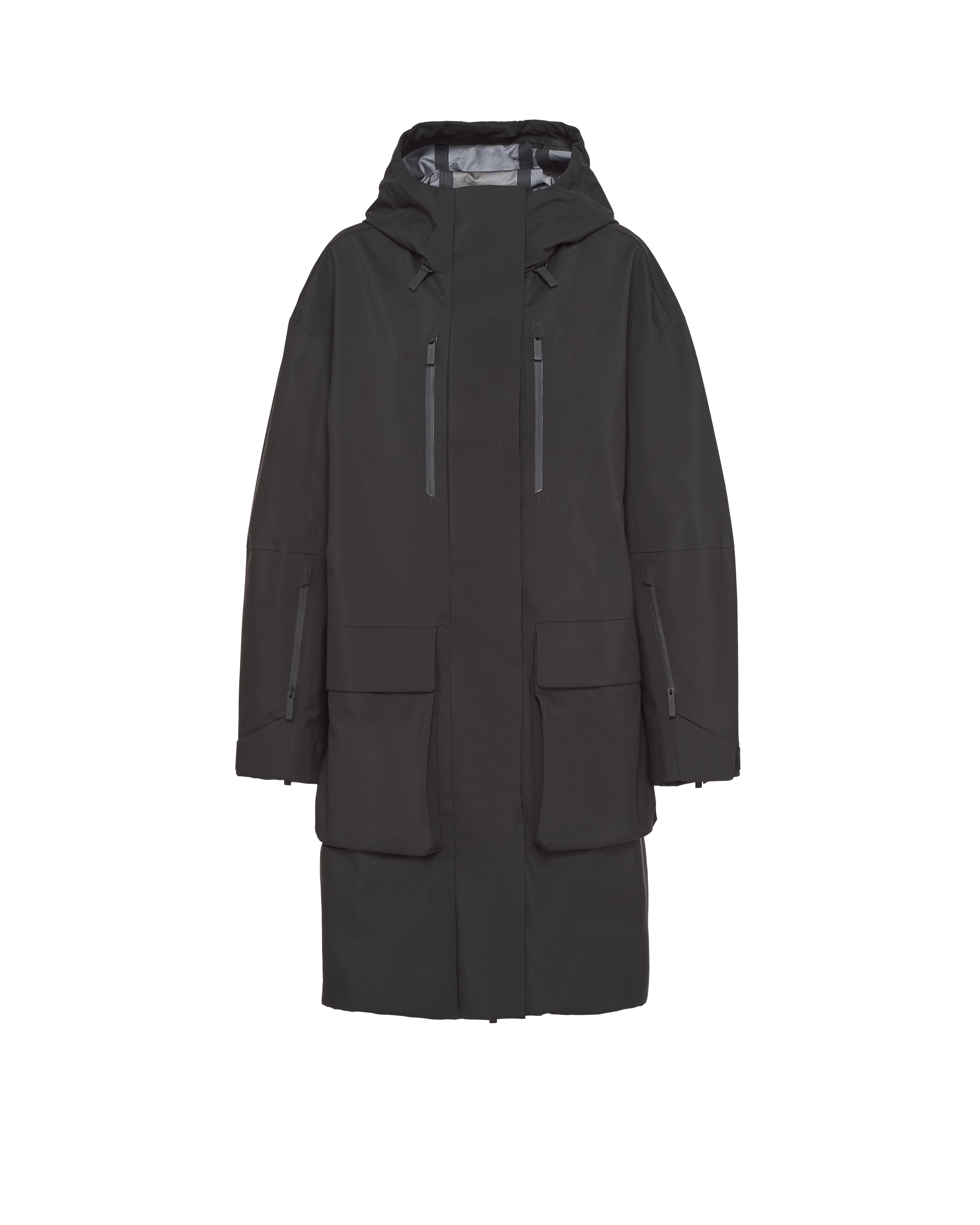 Prada Extreme-tex Hooded Raincoat In Black