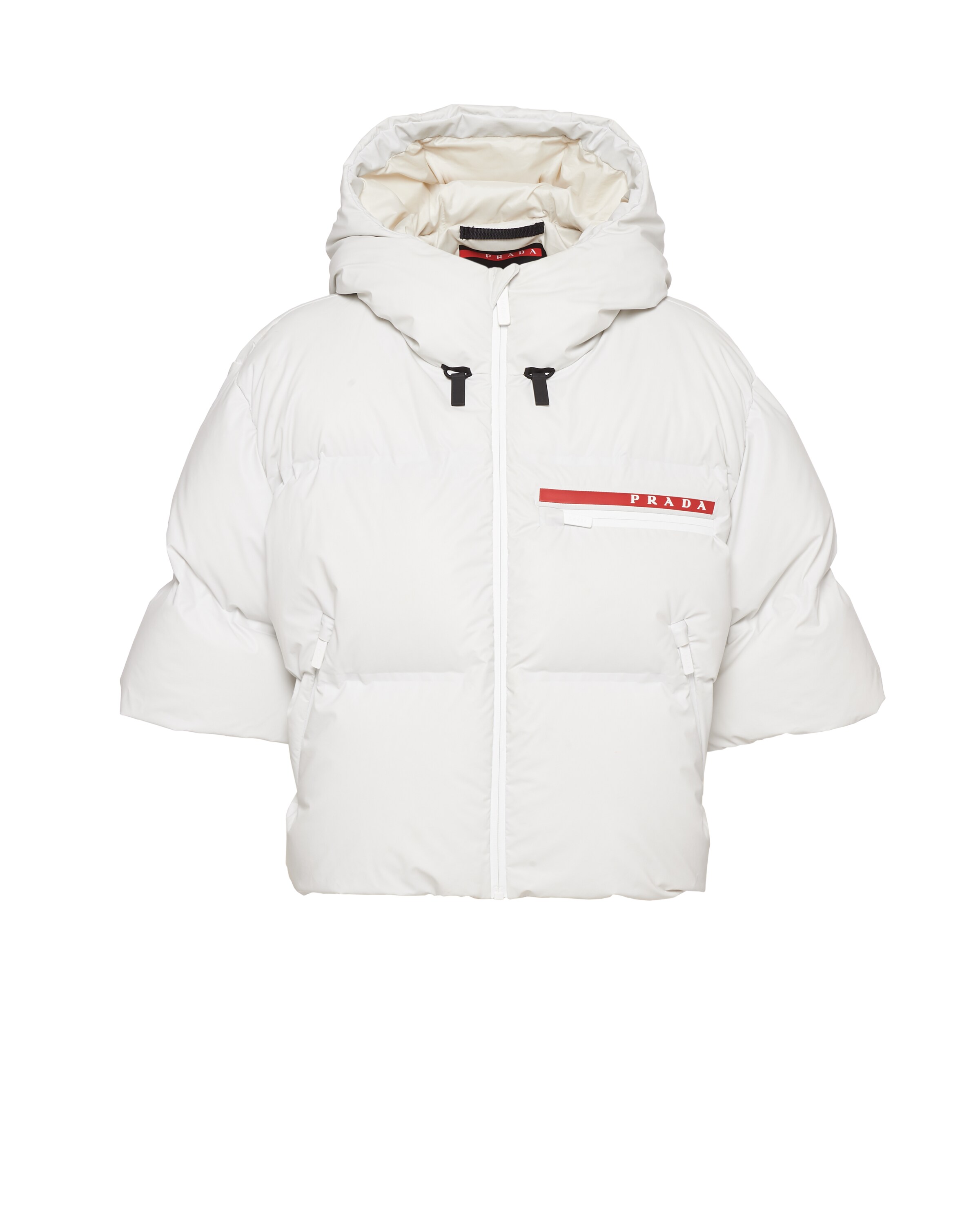 Chalk White Light Nylon hooded puffer jacket Prada