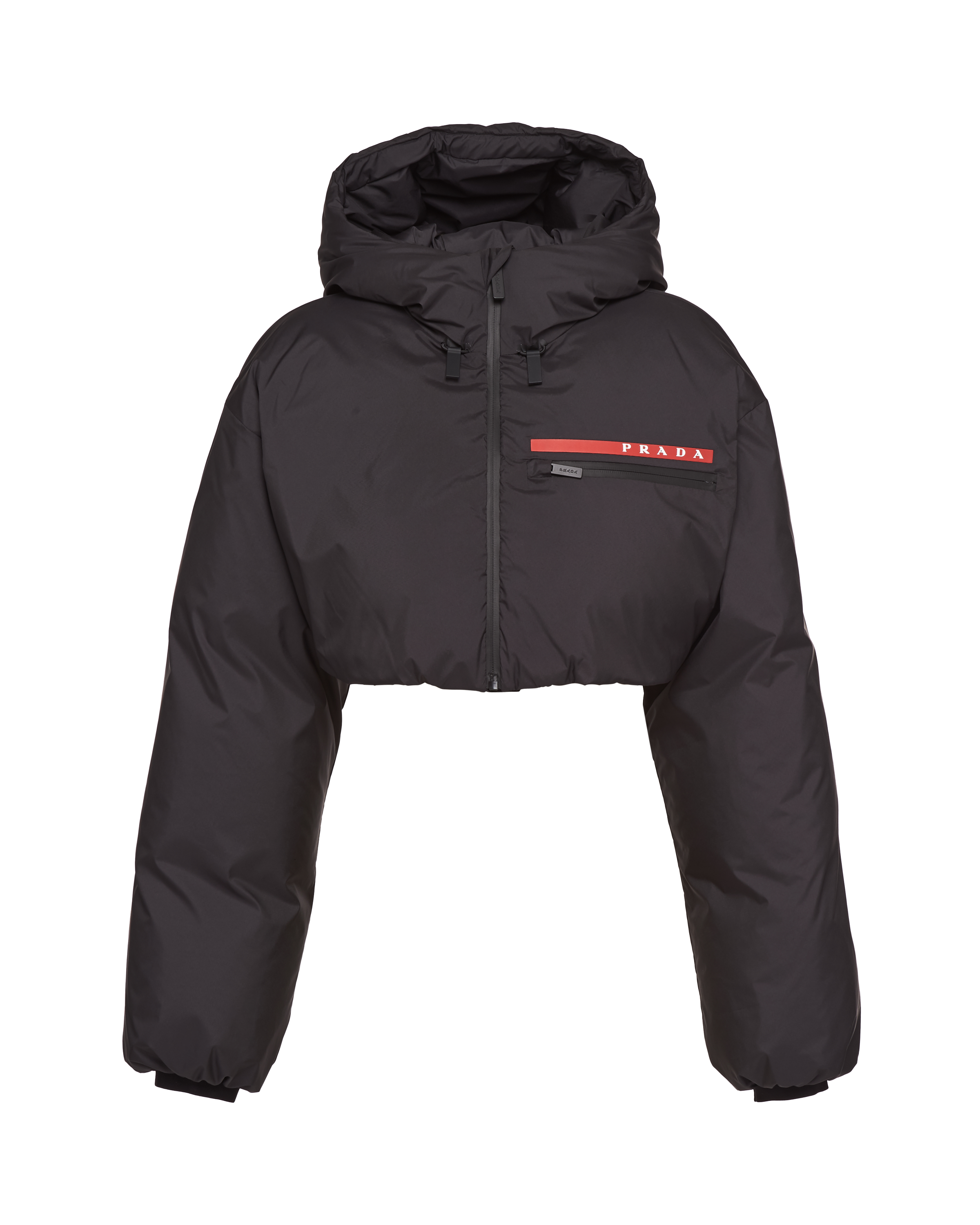 Prada cropped puffer jacket hot sale