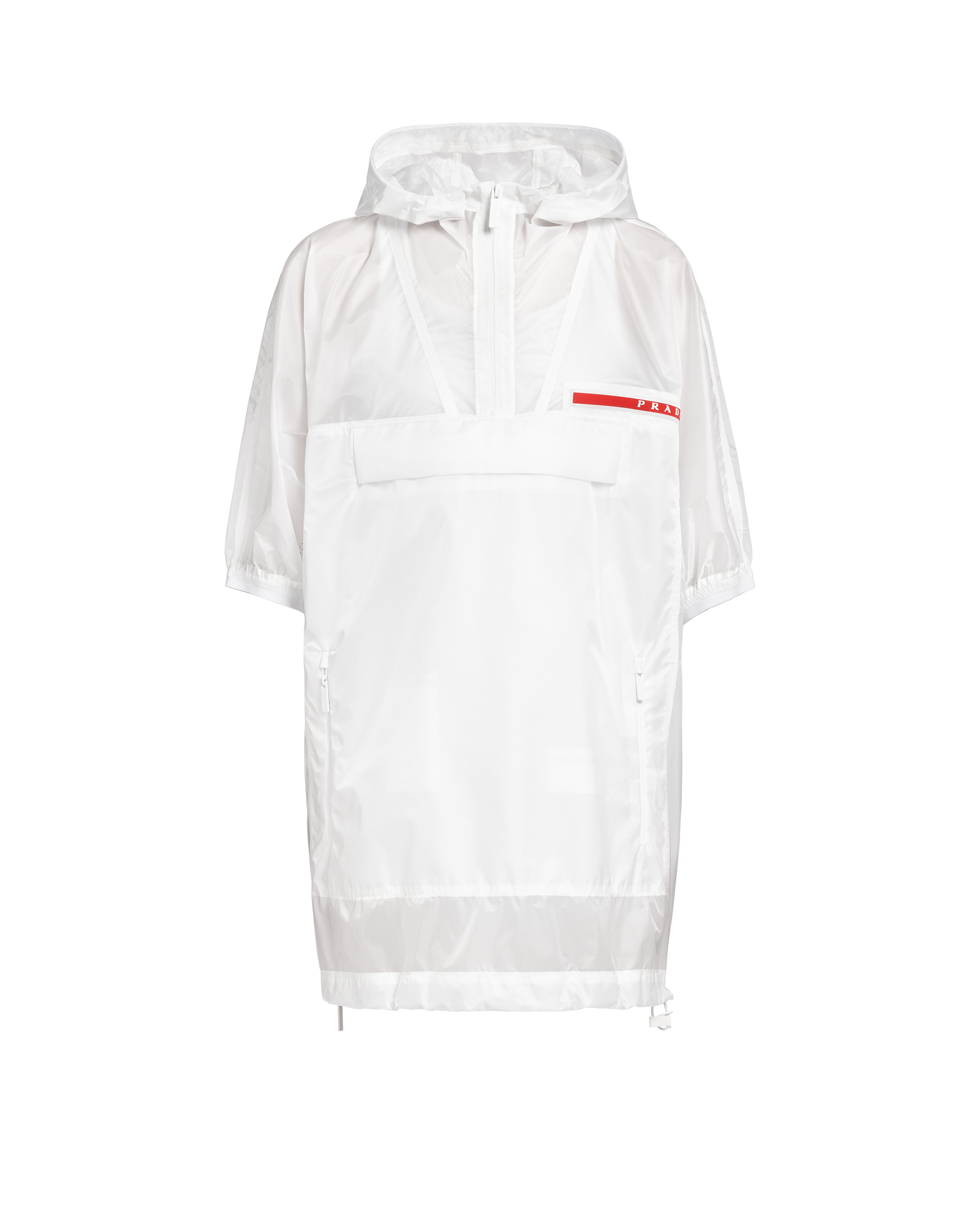 Prada Ripstop Hooded Raincoat In White