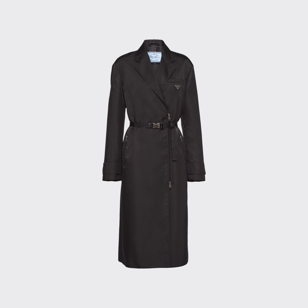ブラック Re Nylon ギャバジン レインコート | Prada