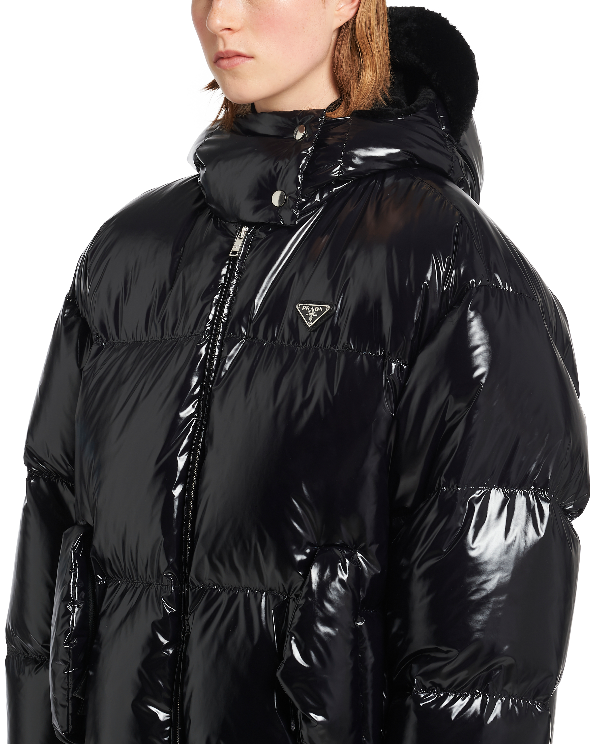 Shiny nylon deals down jacket
