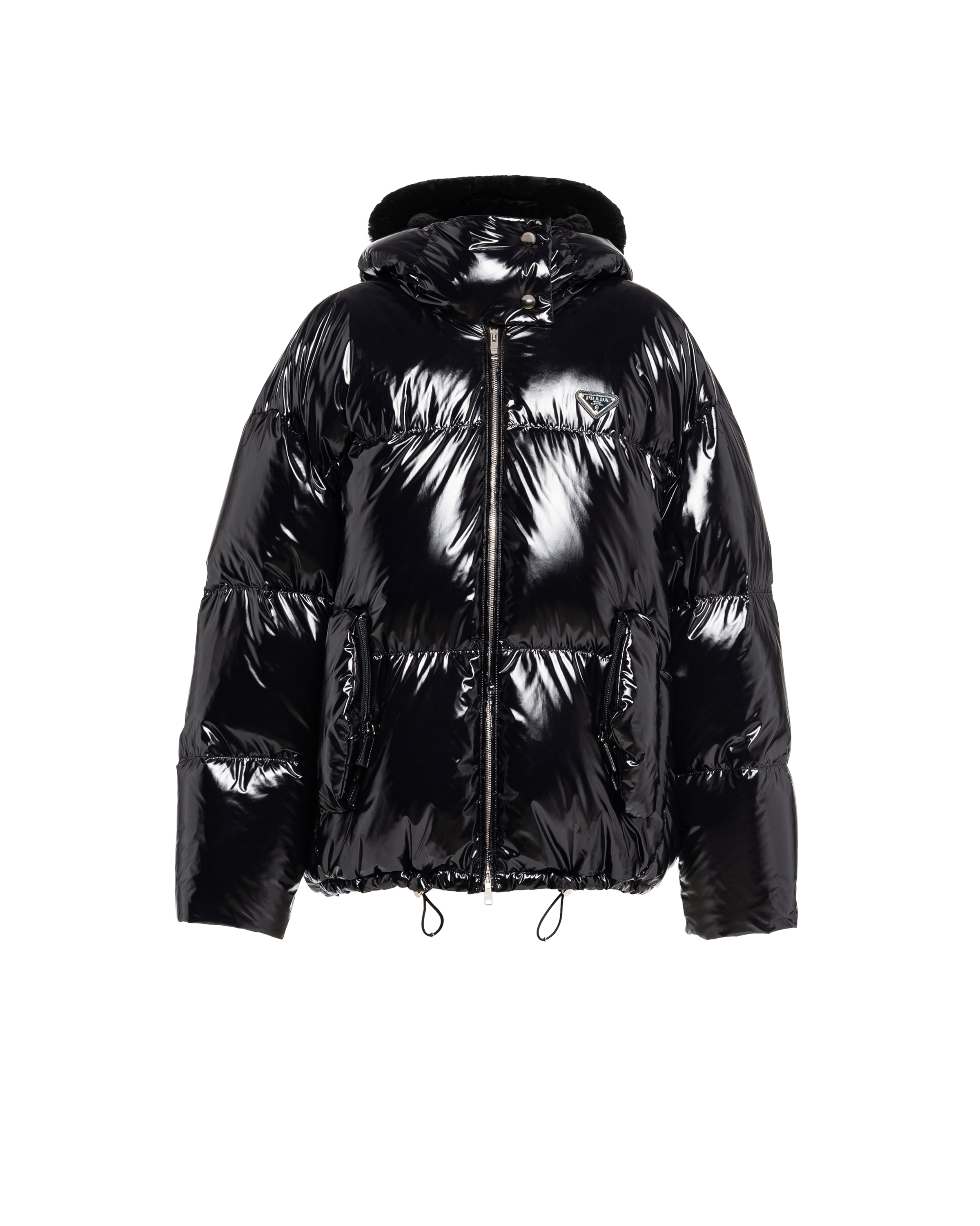 Chaqueta de plumón de nylon brillante Negro | Prada Chaqueta de plumón de nylon brillante Negro | Prada