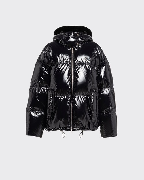 Black Shiny nylon down jacket | Prada