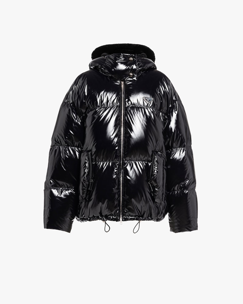 shiny nylon puffer jacket