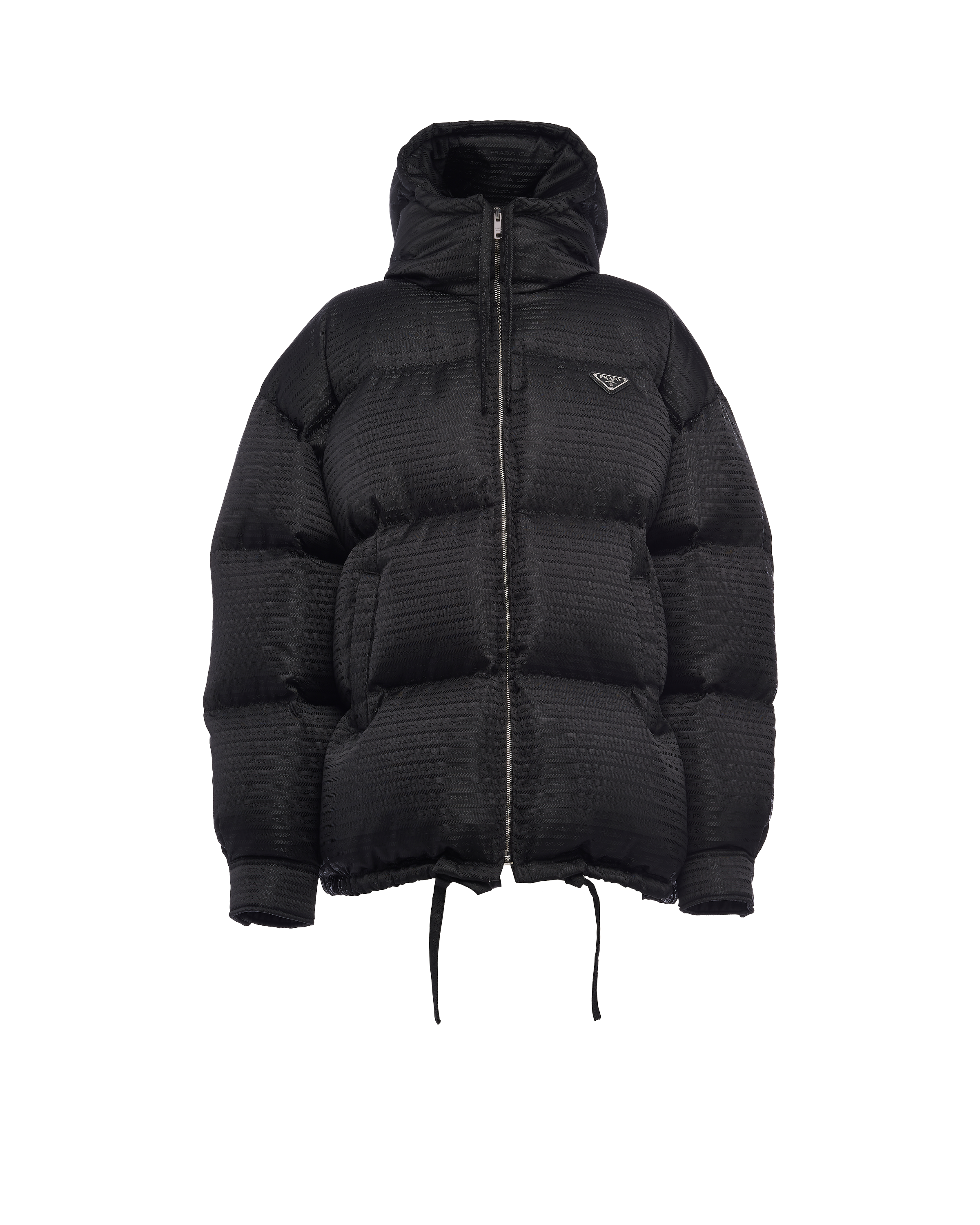 Prada Black Re-nylon Padded Jacket With Logo In Black