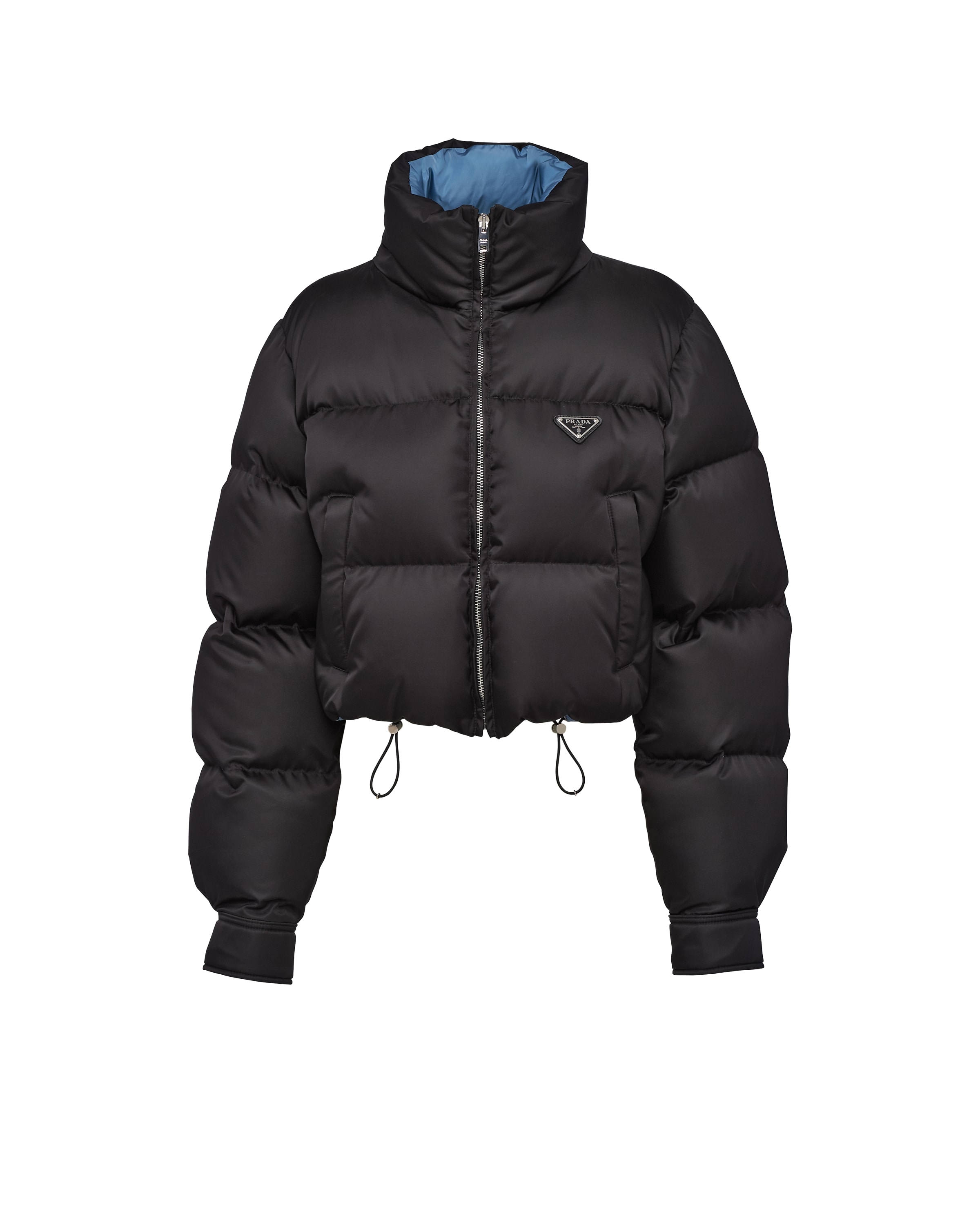 Prada Kurze Daunenjacke Aus Re-nylon, Damen, Schwarz, Größe 36