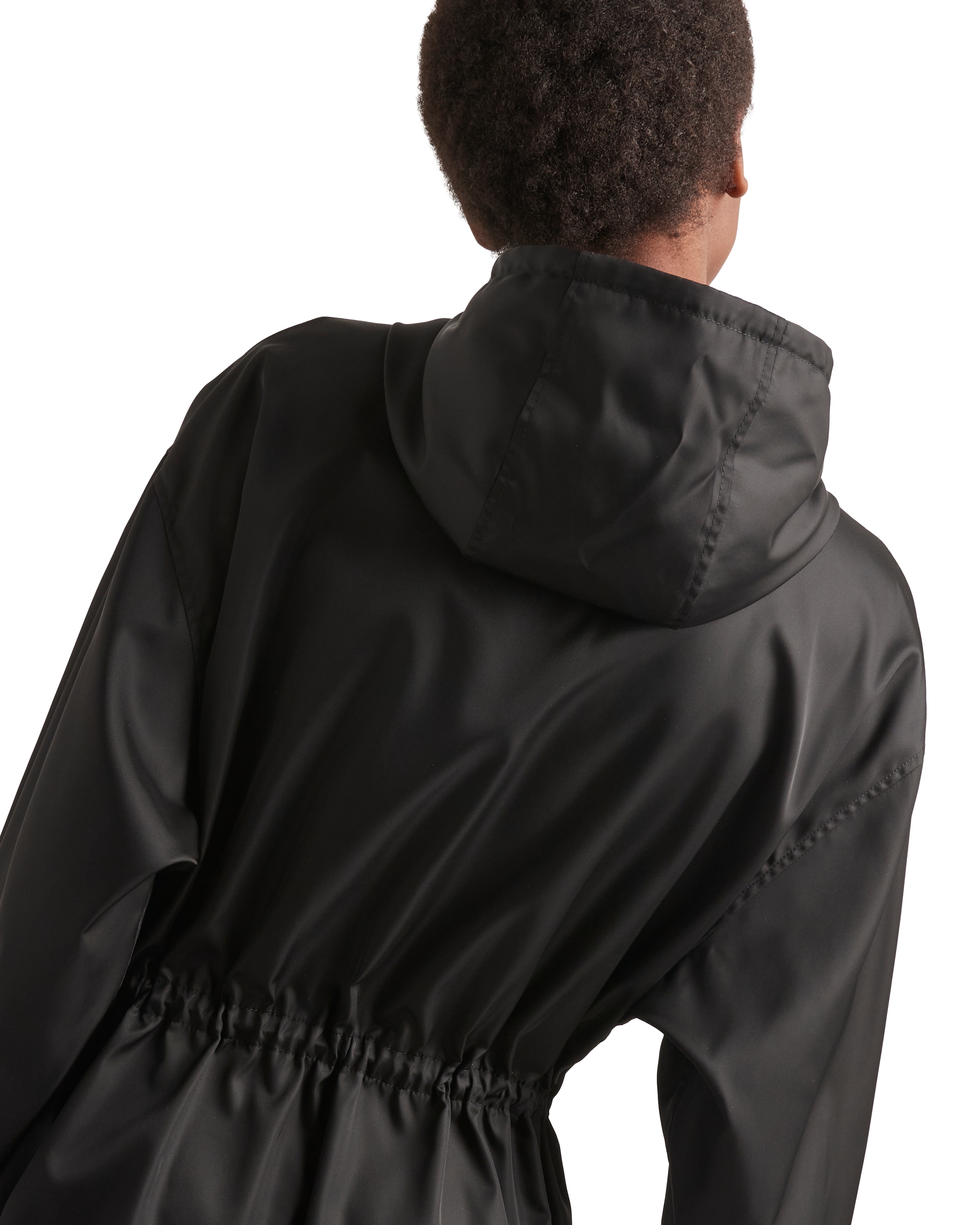 Prada Re-nylon Raincoat In Black