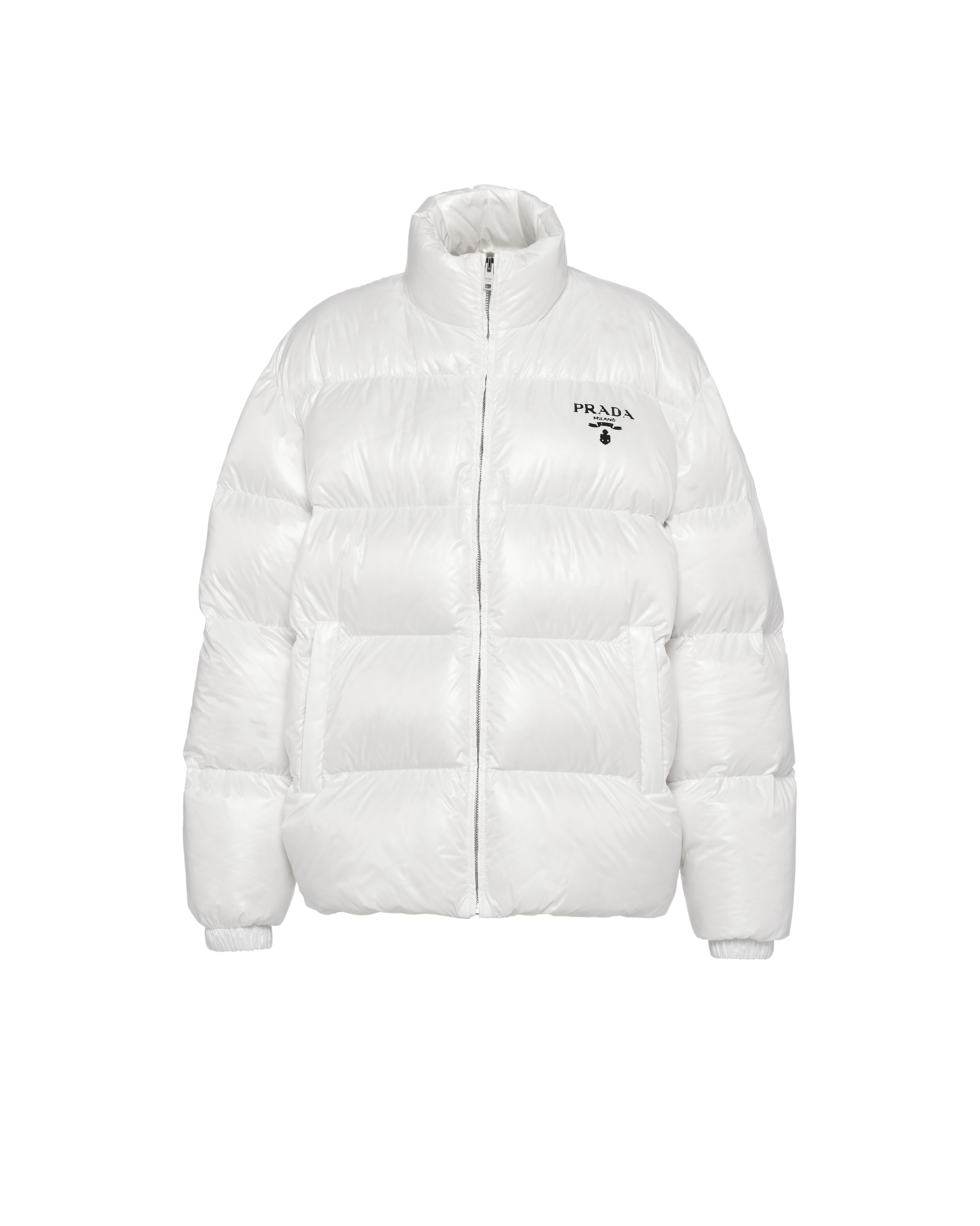 Shop Prada Daunenjacke Aus Re-nylon Mit Kapuze In White