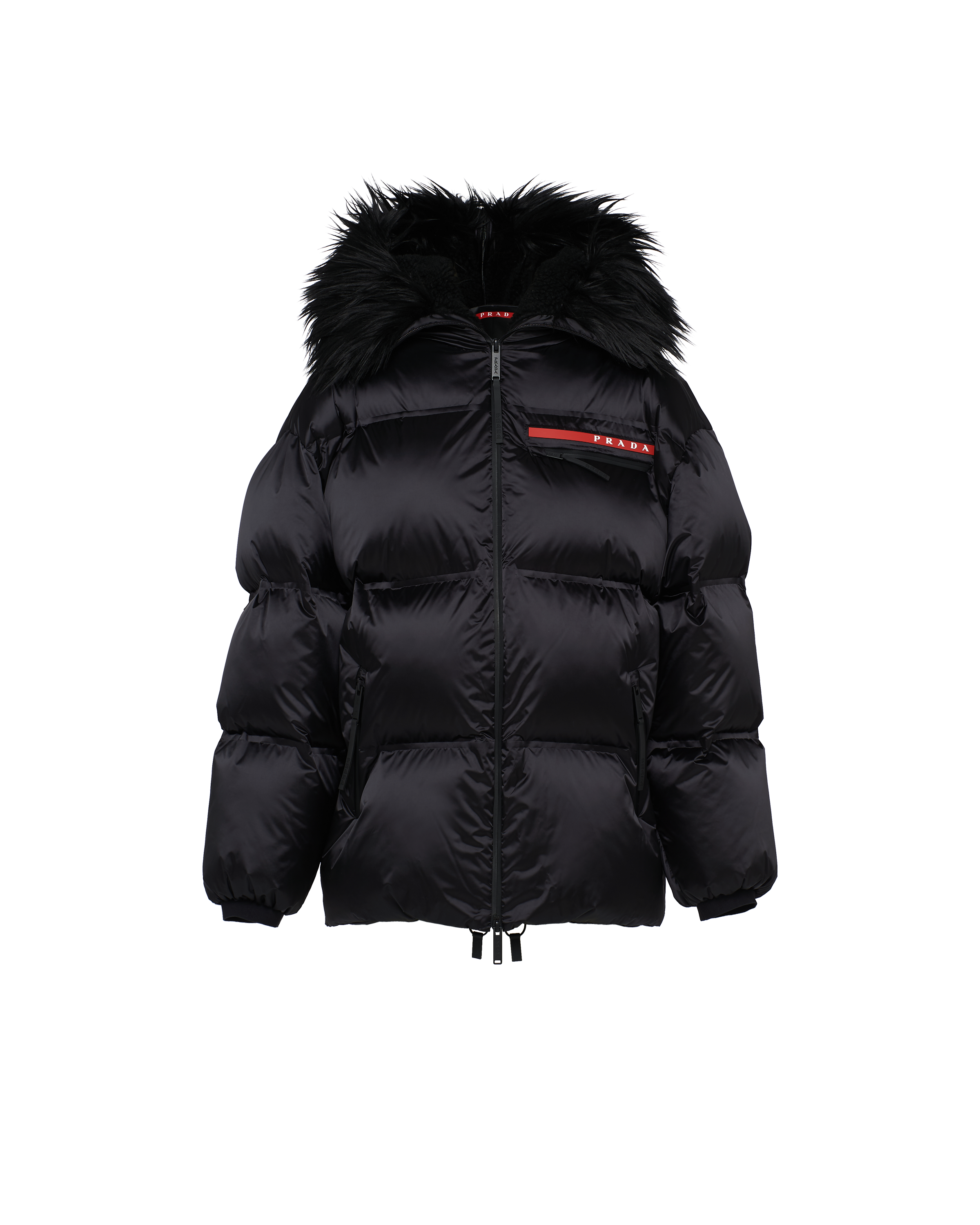 Prada Logo-plaque Down Puffer Jacket In Black