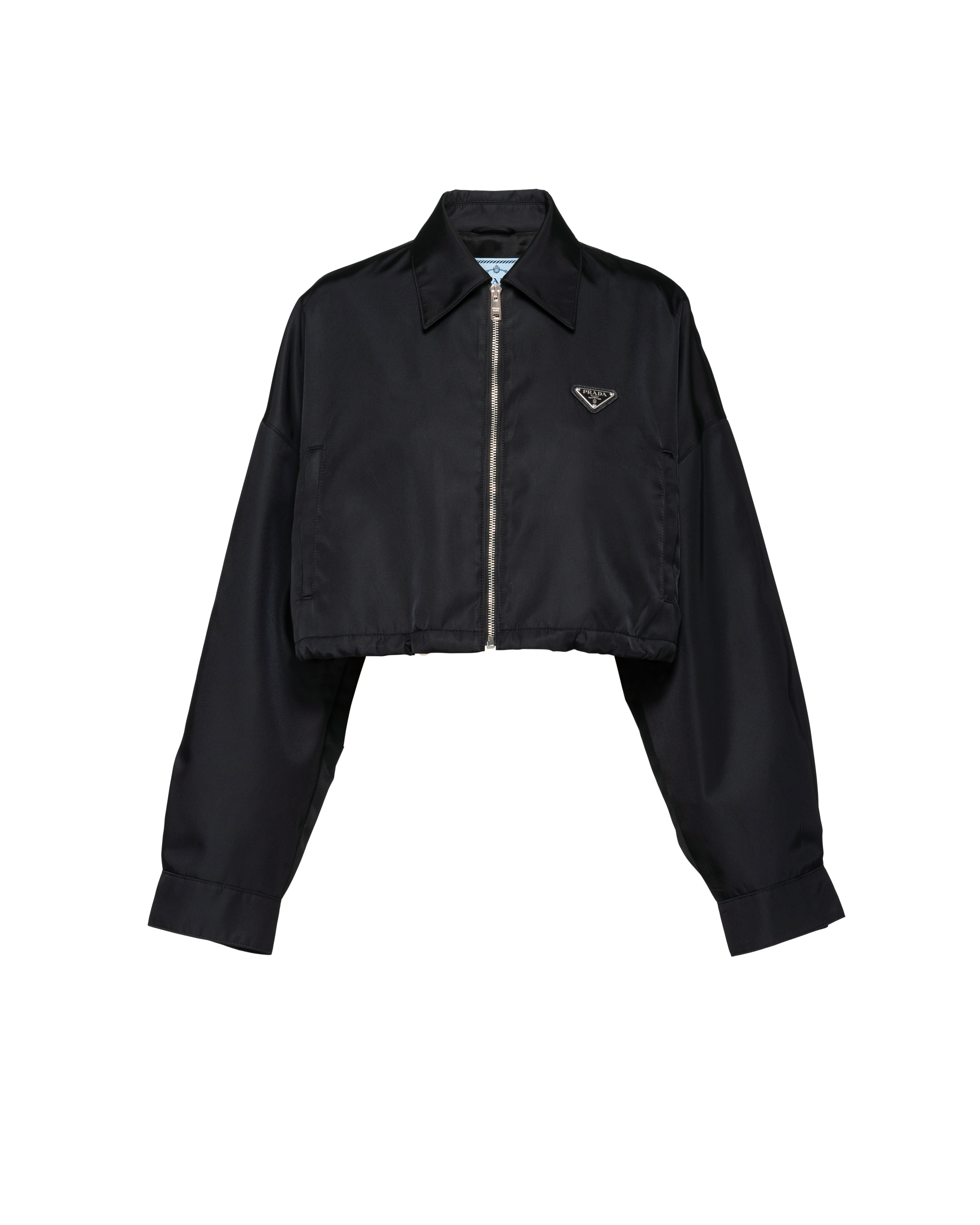 Shop Prada Re-nylon Cropped Blouson Jacket In Black