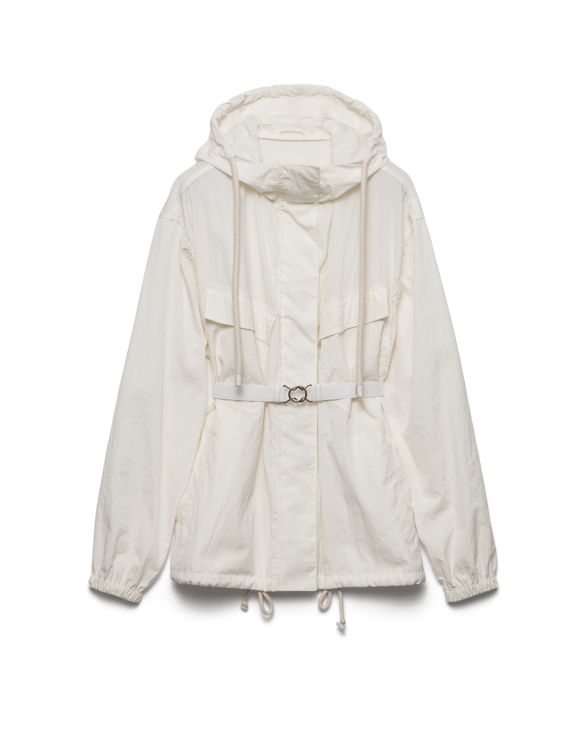 Prada Blouson In Pongè Tecnico, Donna, Avorio, Taglia 38